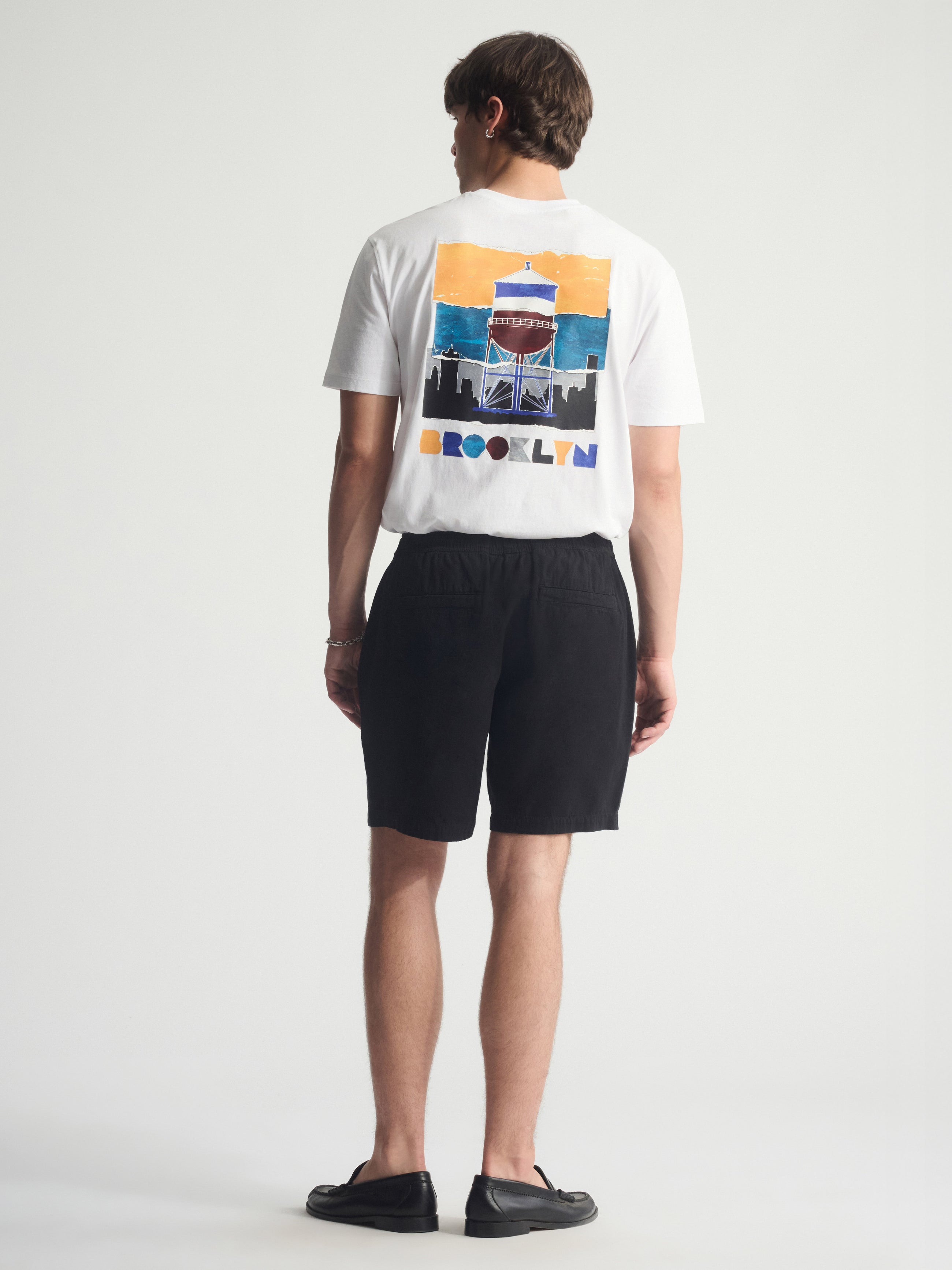 Men's Linen Blend Shorts In Black - BROOKLYN INDUSTRIES