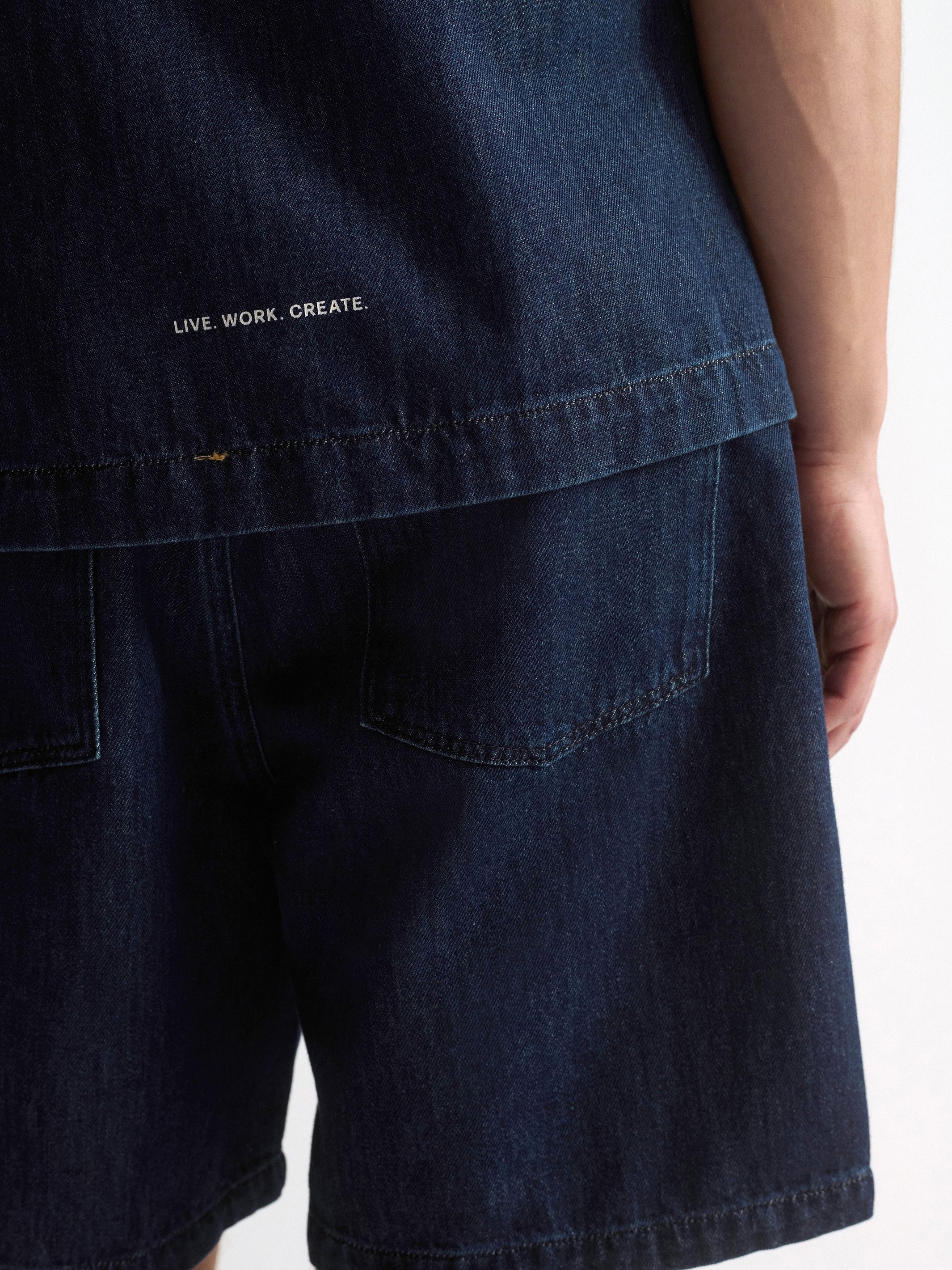 Men's Short Sleeve Denim Shirt In Dark Indigo - BROOKLYN INDUSTRIES