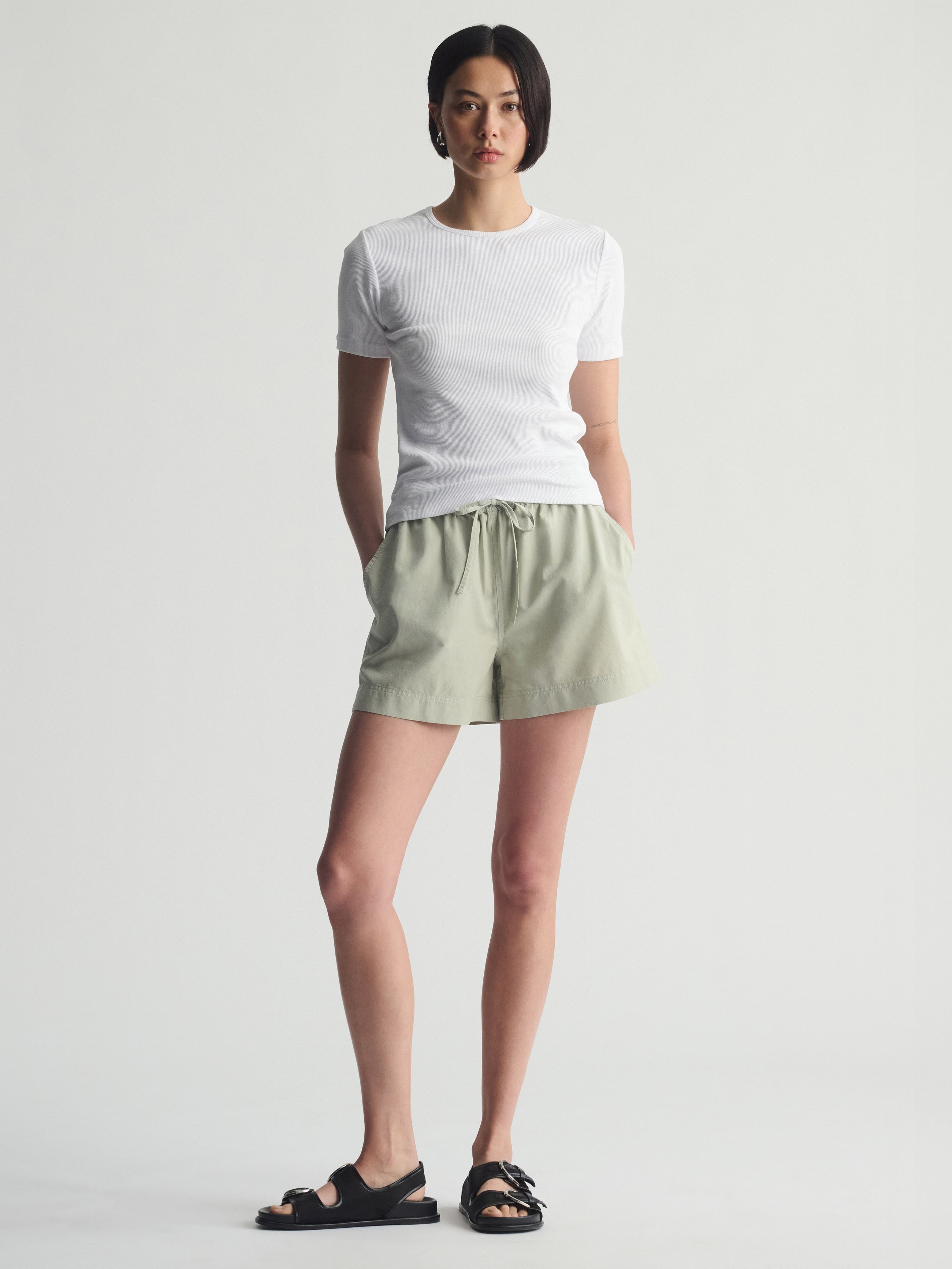 Women's Brooklyn Ribbed Fitted T-Shirt In White - BROOKLYN INDUSTRIES
