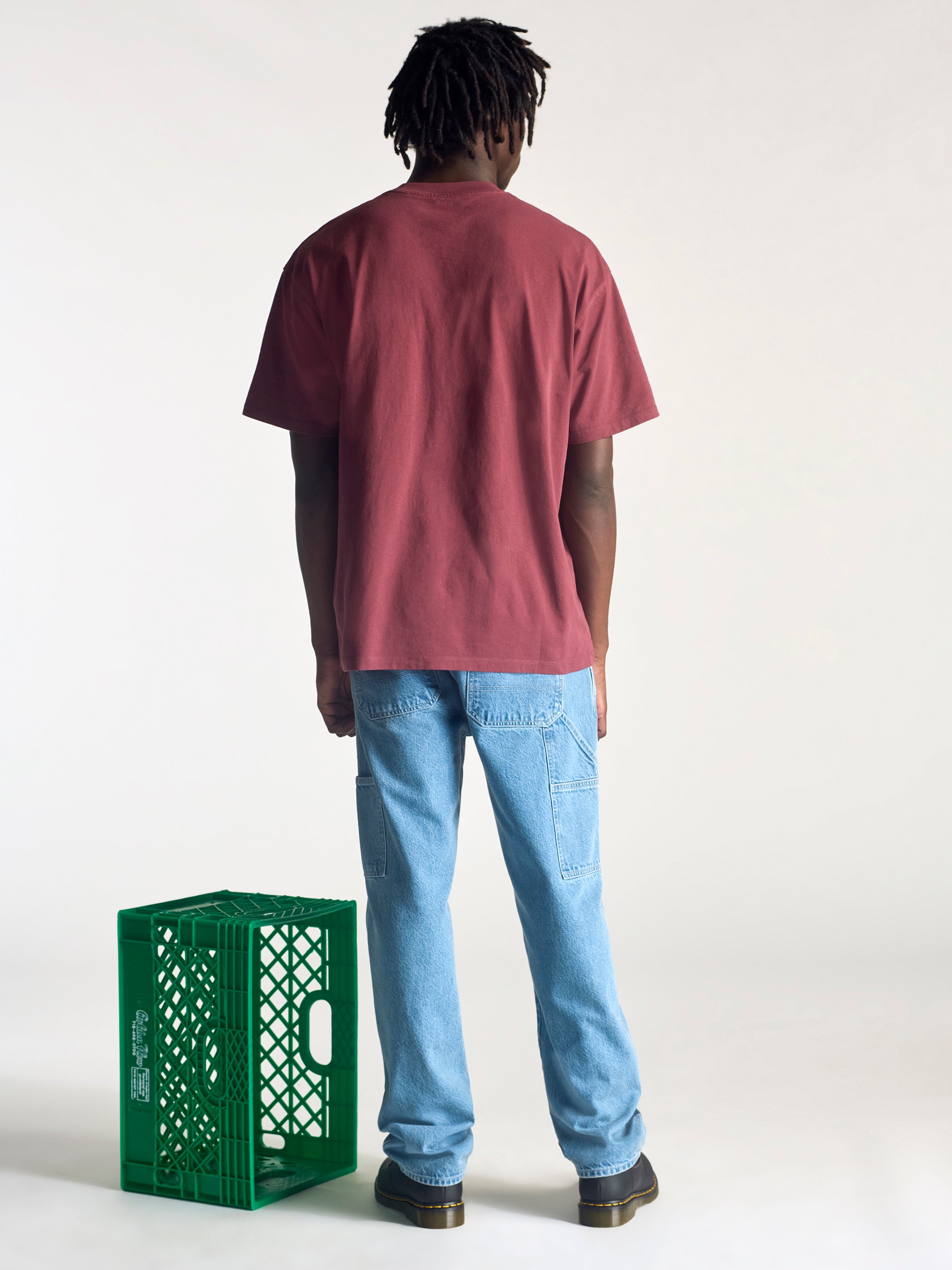 Men's Short Sleeve Pocket T-Shirt In Red Mahogany - BROOKLYN INDUSTRIES