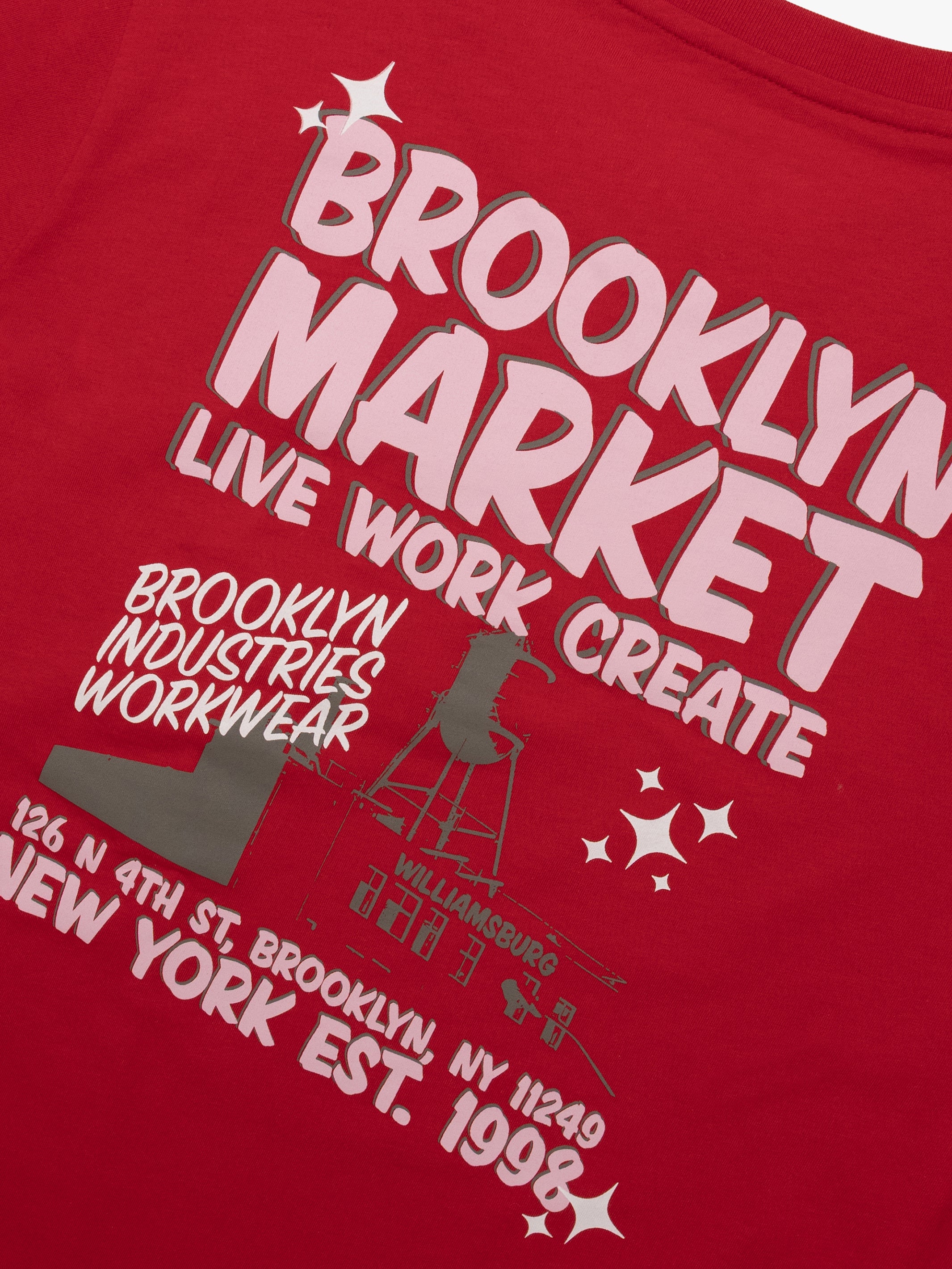 Women's Brooklyn Market T-Shirt In True Red - BROOKLYN INDUSTRIES