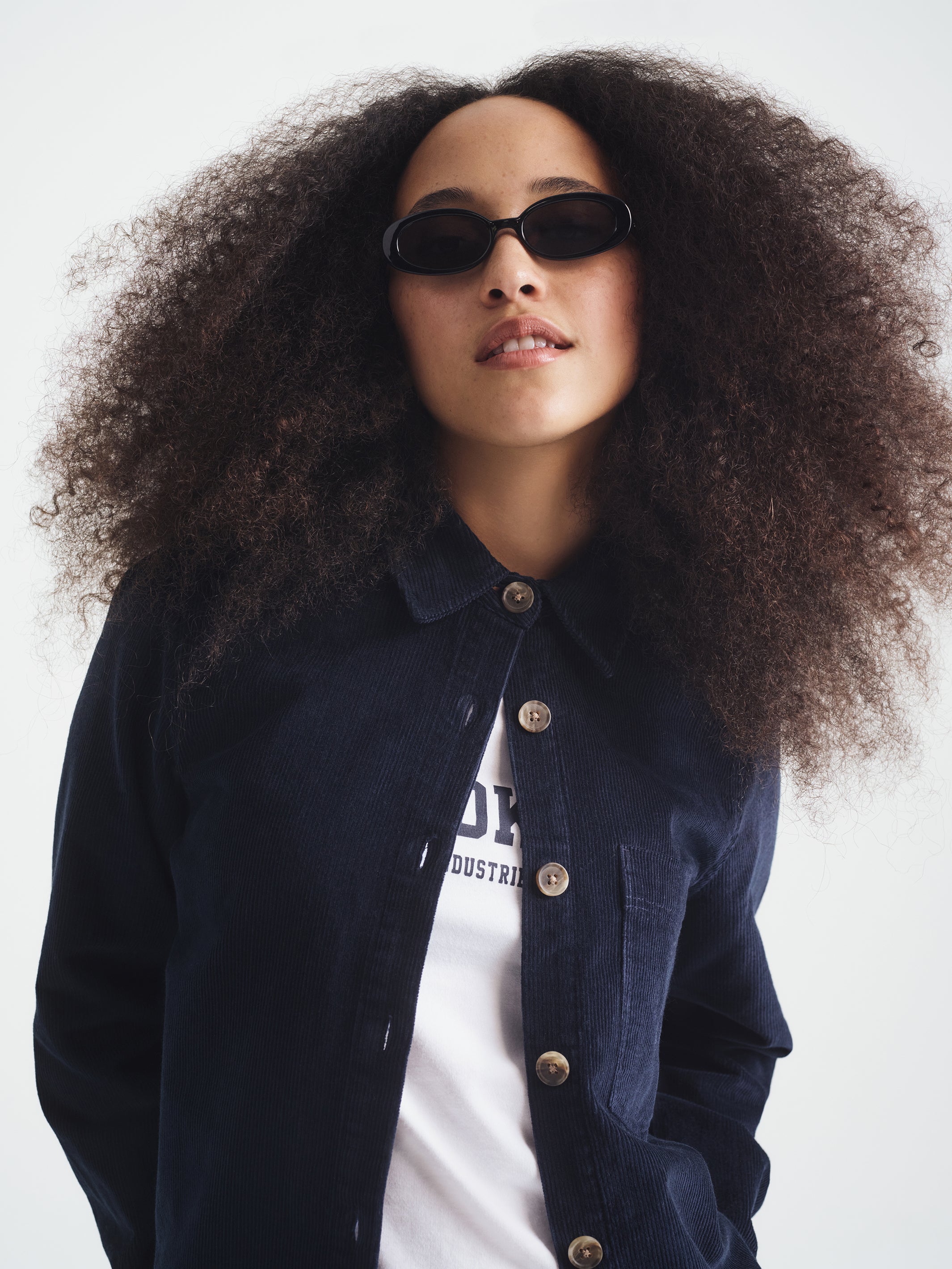 Women's Long Sleeve Corduroy Shirt in Dark Sapphire