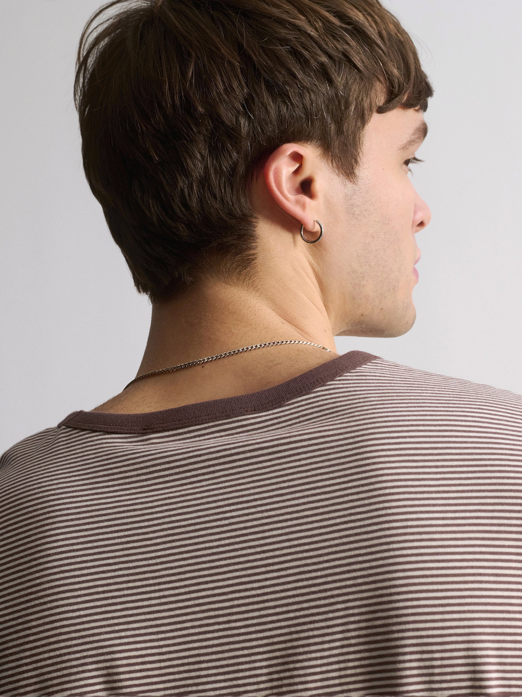 Men's Brooklyn Striped Long Sleeve T-Shirt In Chocolate Martini Stripe - BROOKLYN INDUSTRIES