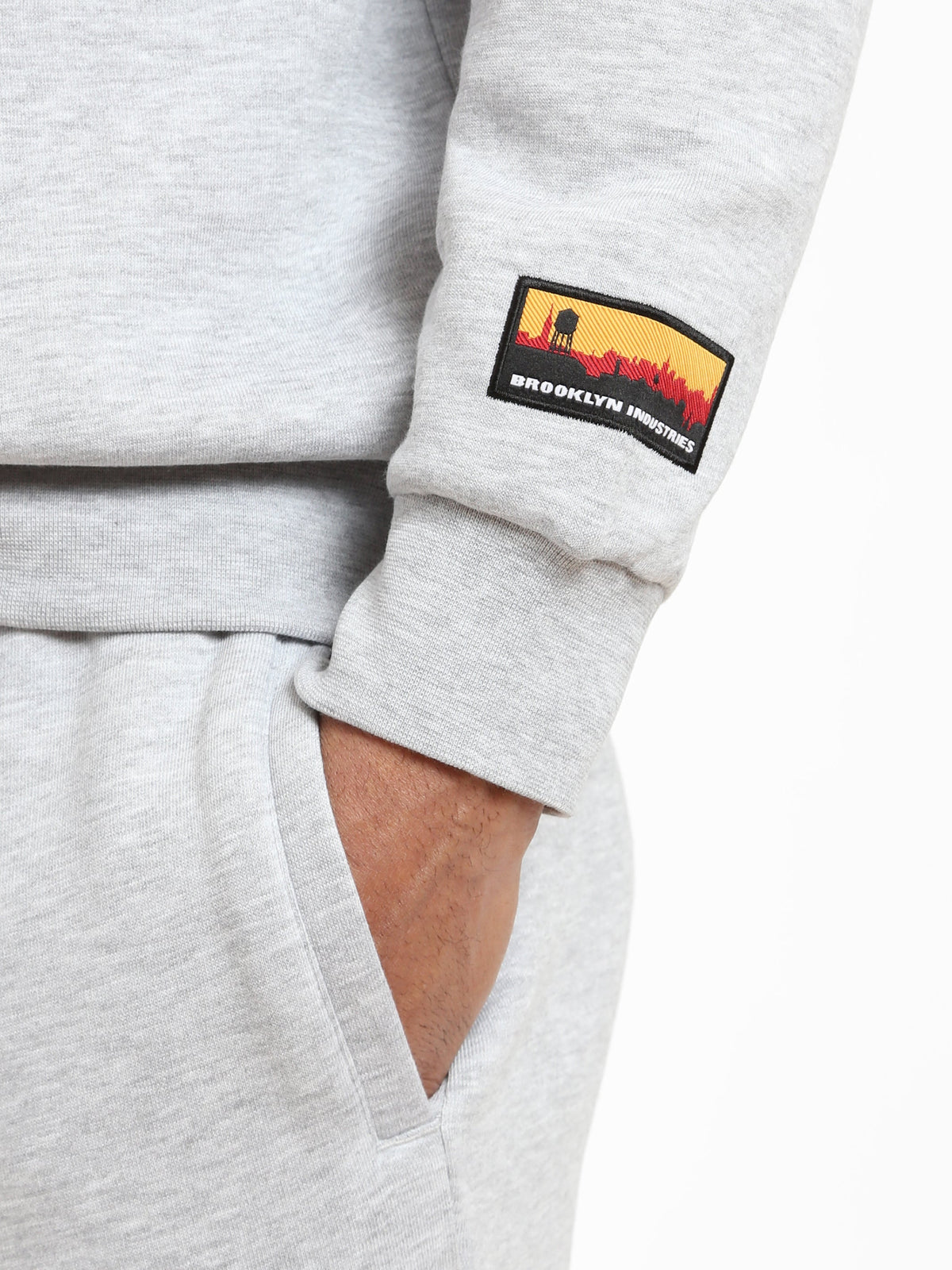 Men's BKLYN Crew Neck Sweatshirt in Grey Melange - BROOKLYN INDUSTRIES