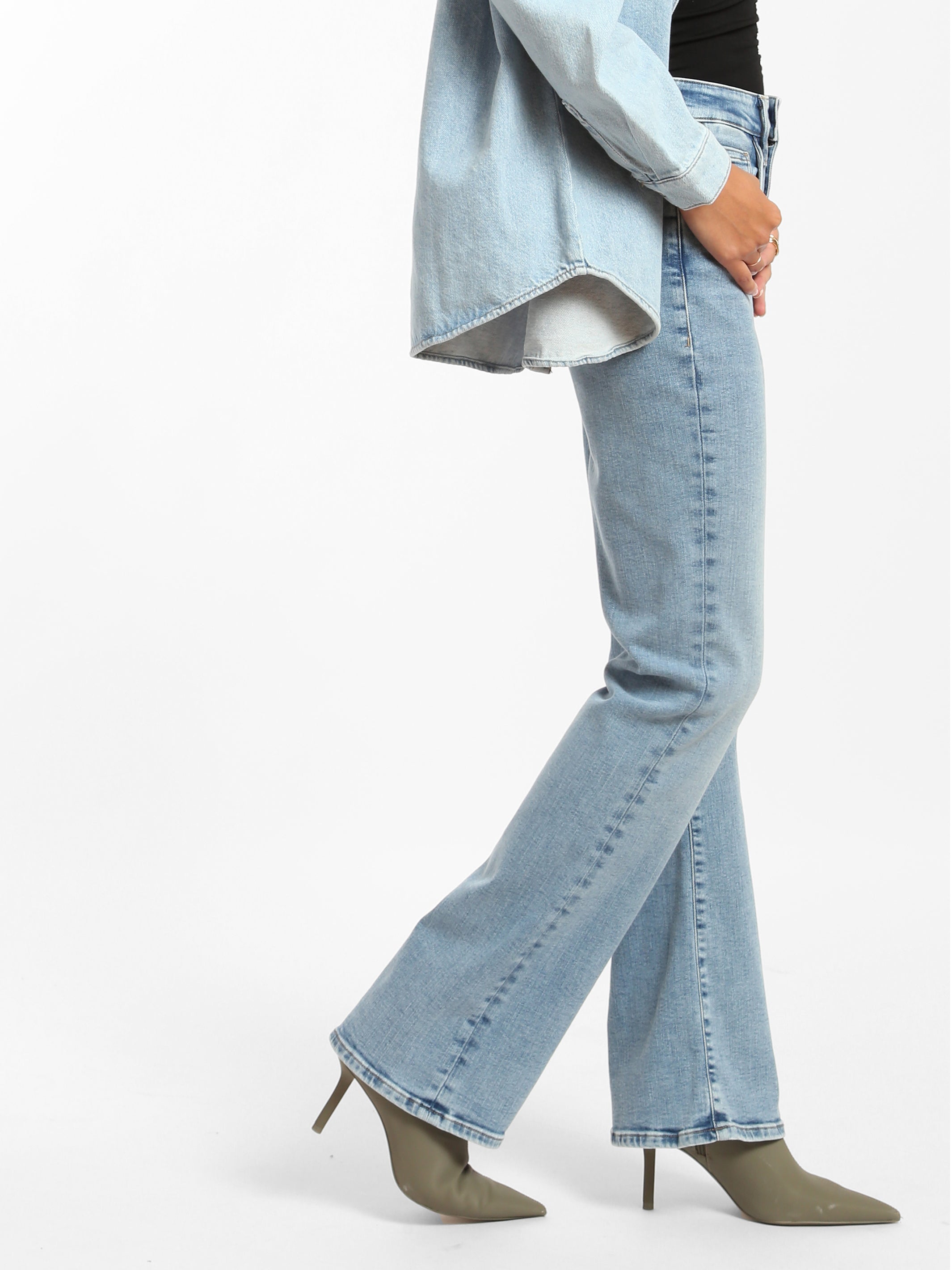 Maple High Rise Bootcut Jeans in Light Brushed Denim - BROOKLYN INDUSTRIES