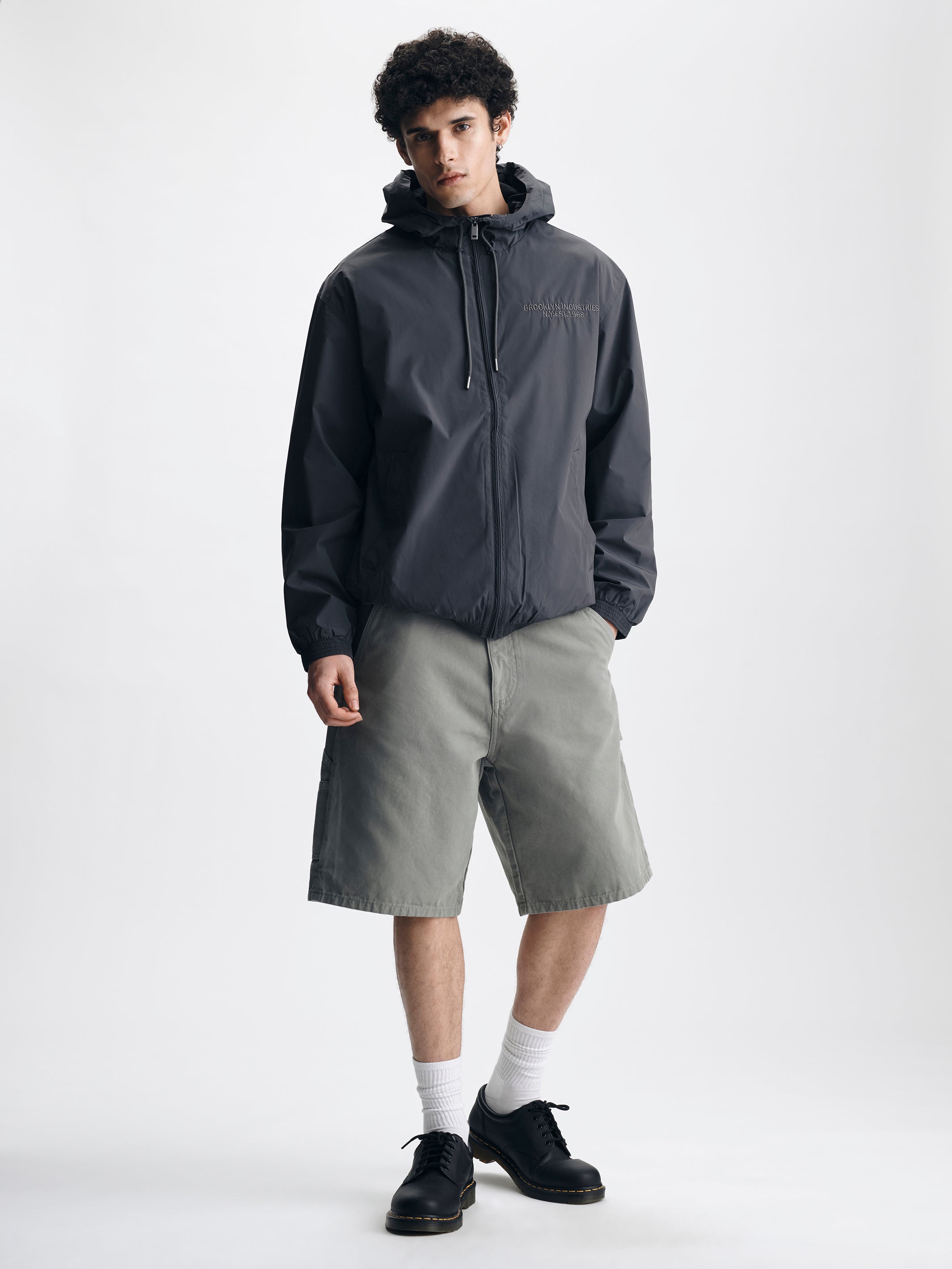 Men's Oversized Hooded Jacket in Black Sand