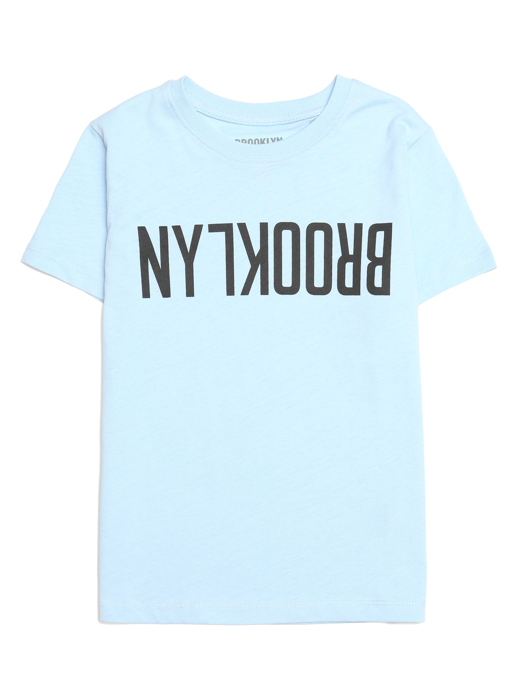 Boy s Reversed Brooklyn T shirt in Cerulean