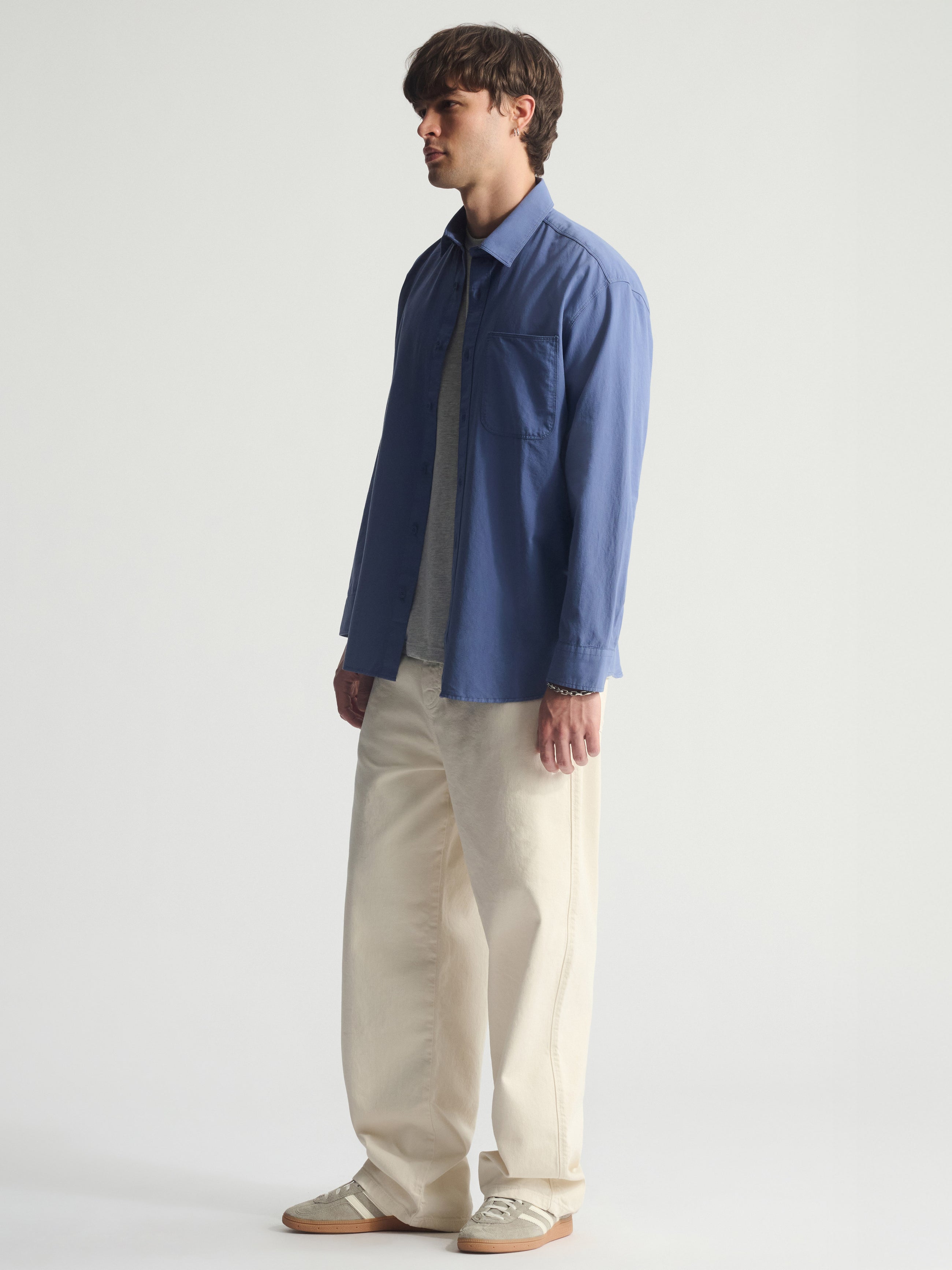 Men's Long Sleeve Shirt In Bijou Blue - BROOKLYN INDUSTRIES