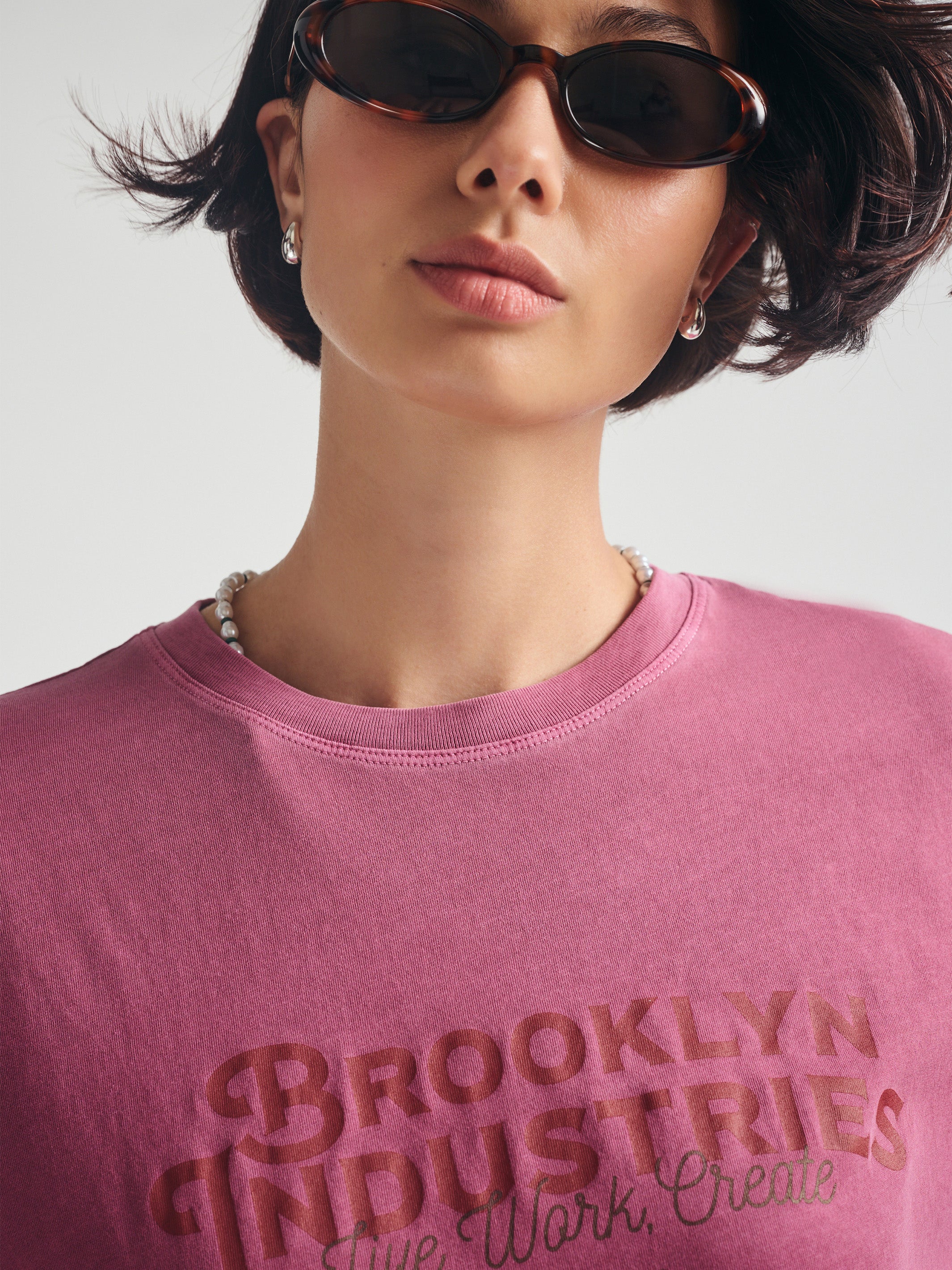 Women's Brooklyn Live Work Create T-Shirt in Biking Red - BROOKLYN INDUSTRIES