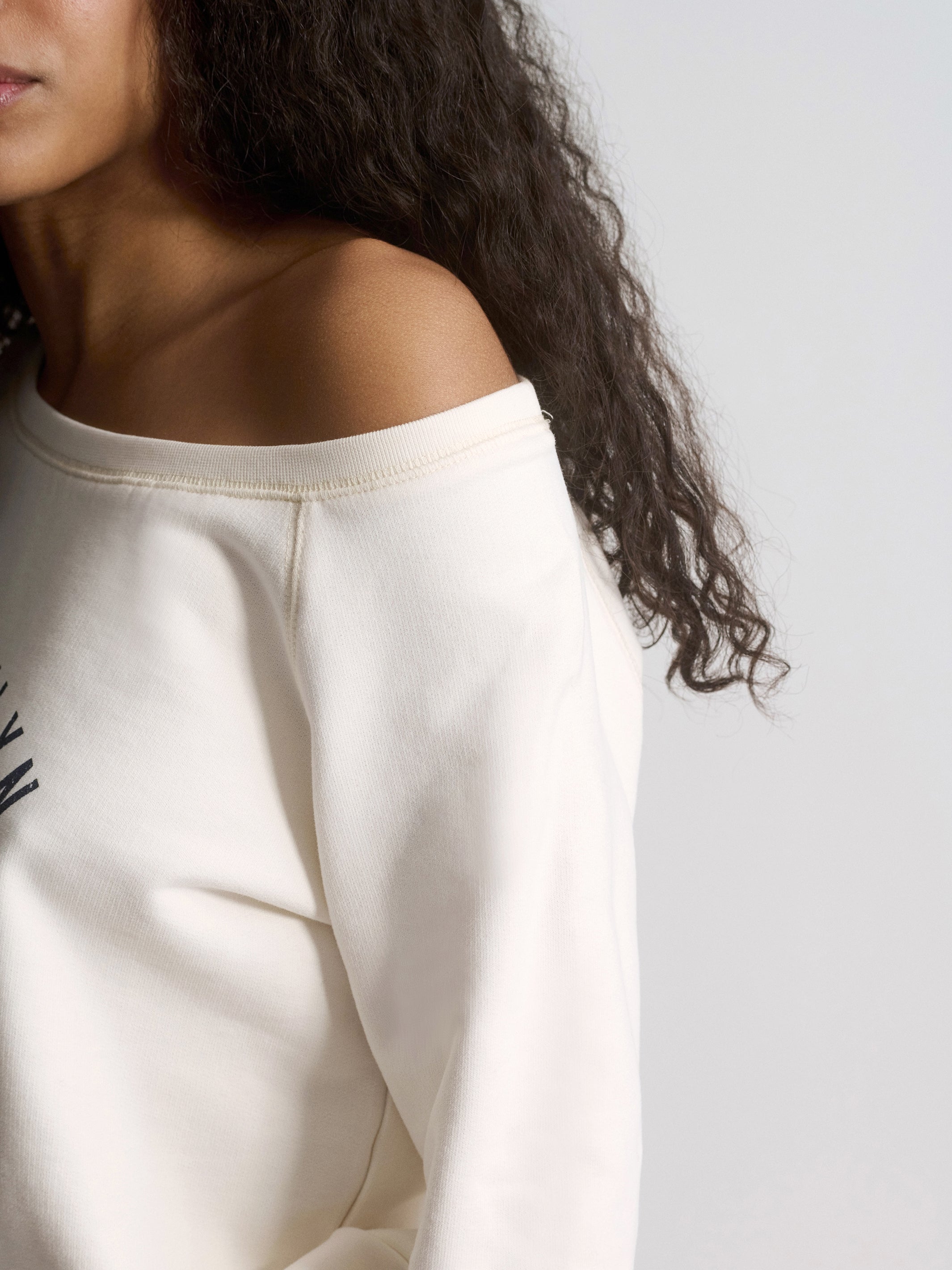 Women's Scoop Neck Sweatshirt in White - BROOKLYN INDUSTRIES