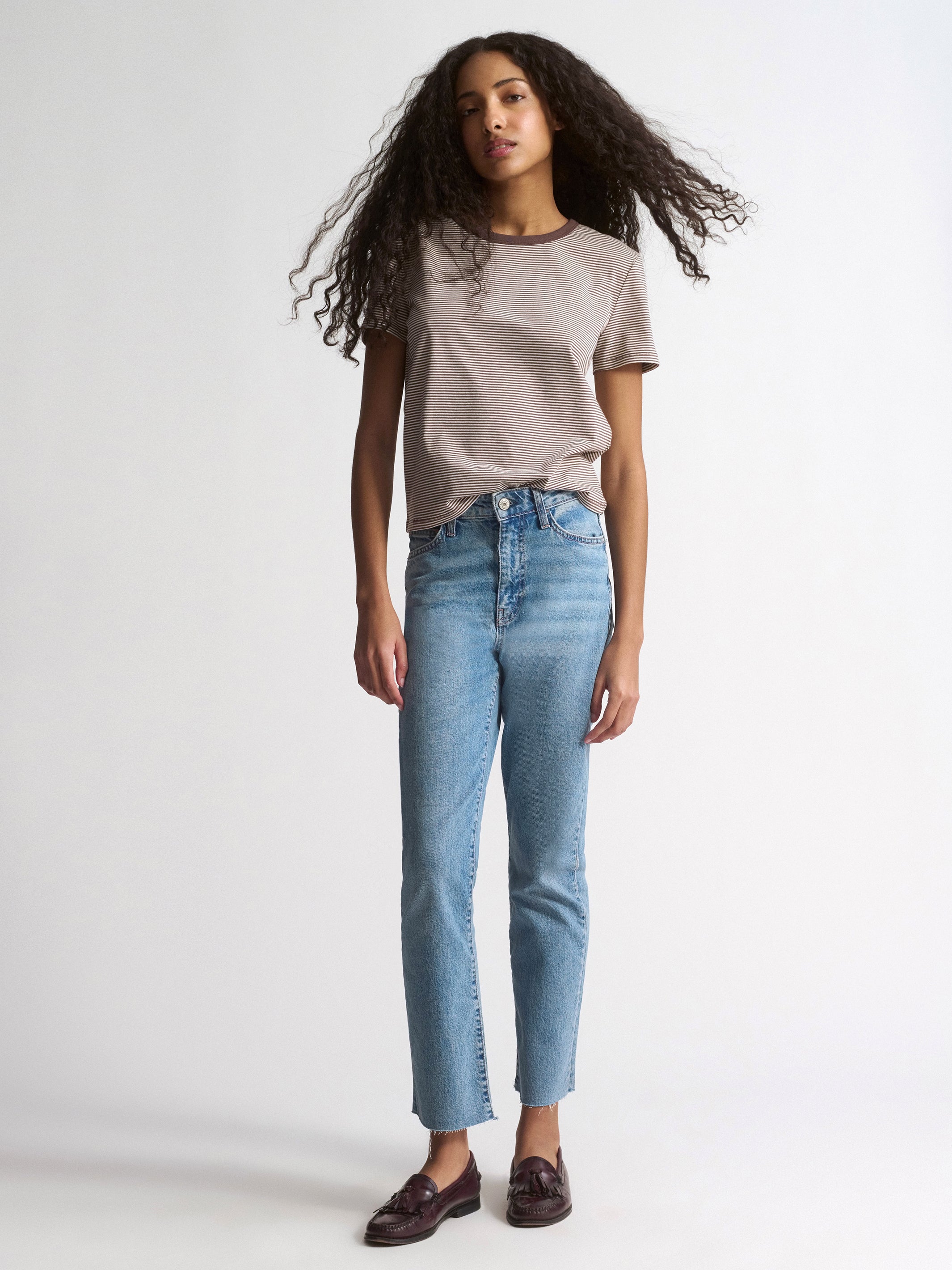 Women's Brooklyn Striped Slim T-Shirt In Chocolate Martini Stripe - BROOKLYN INDUSTRIES