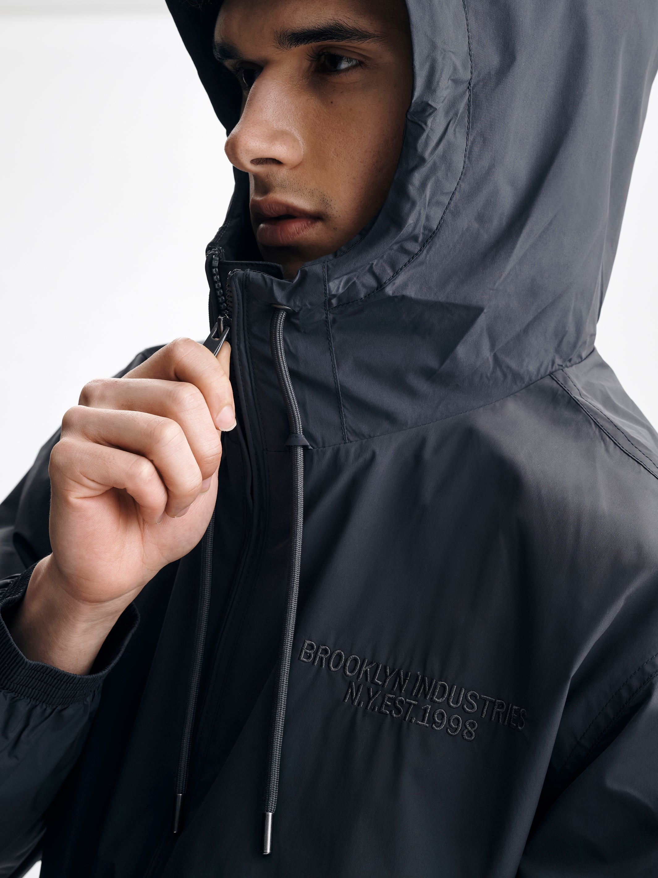 Men's Oversized Hooded Jacket in Black Sand
