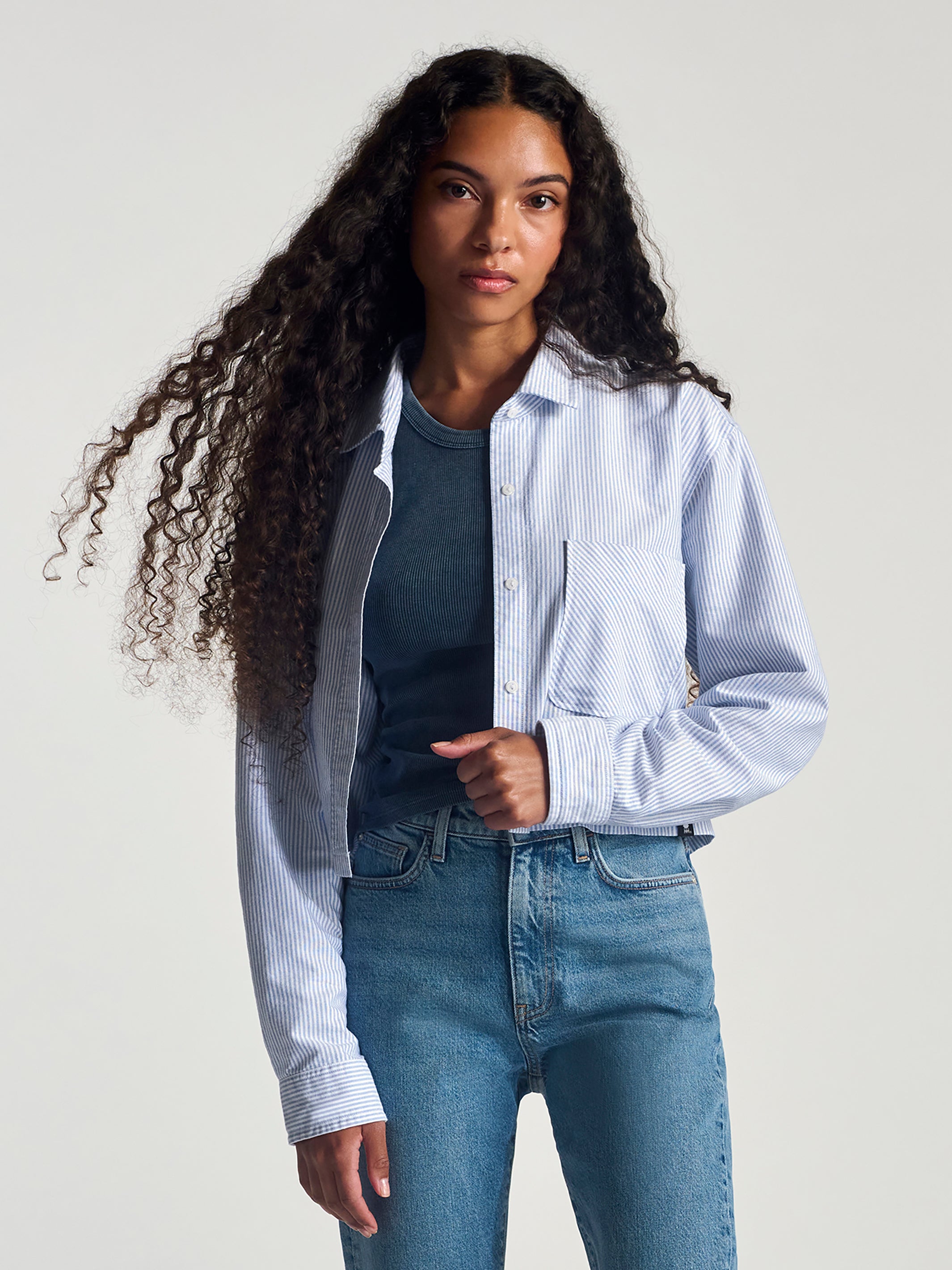 Women's Wythe Oxford Crop In Sky - BROOKLYN INDUSTRIES