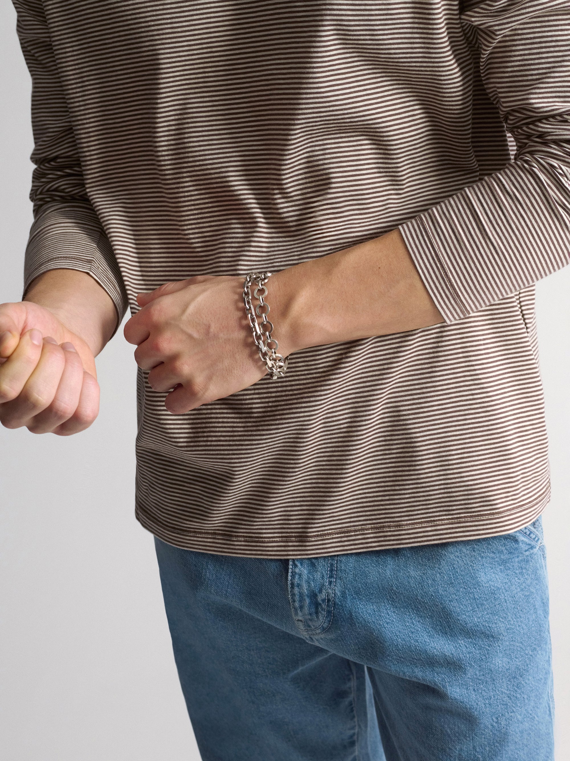 Men's Brooklyn Striped Long Sleeve T-Shirt In Chocolate Martini Stripe - BROOKLYN INDUSTRIES