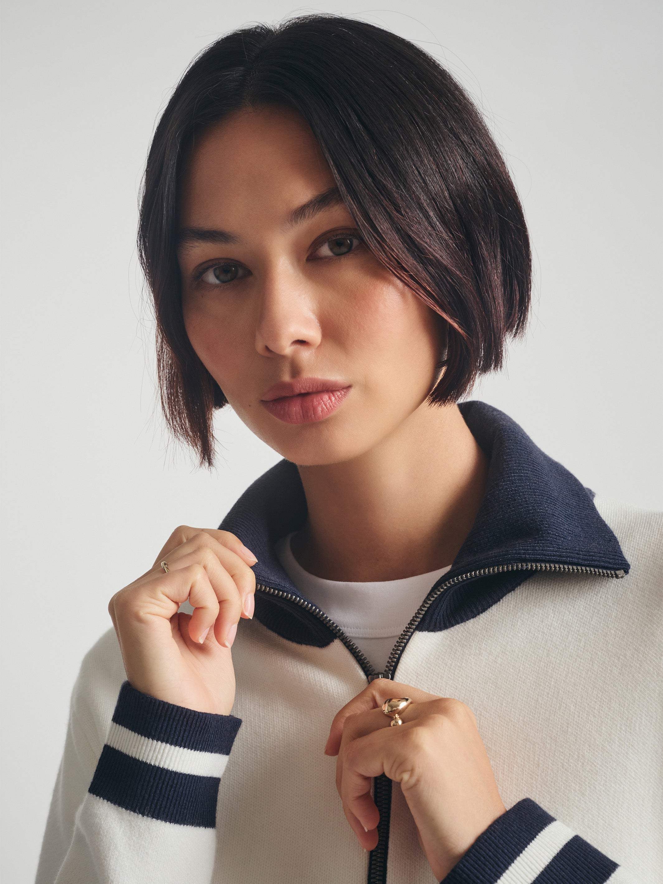 Women's Half Zip Sweater in Antique White - BROOKLYN INDUSTRIES