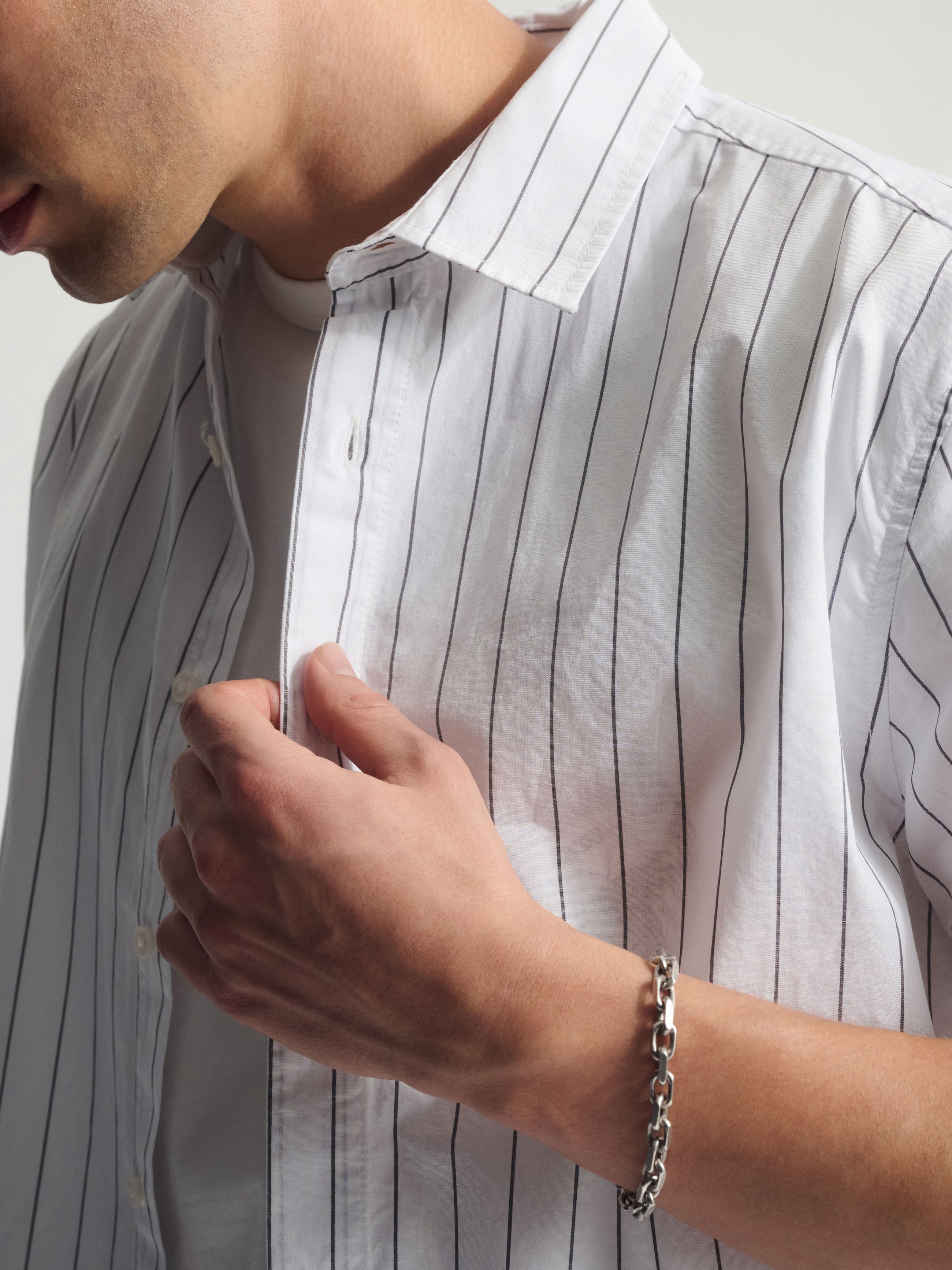 Men's Striped Short Sleeve Shirt In Castlerock - BROOKLYN INDUSTRIES