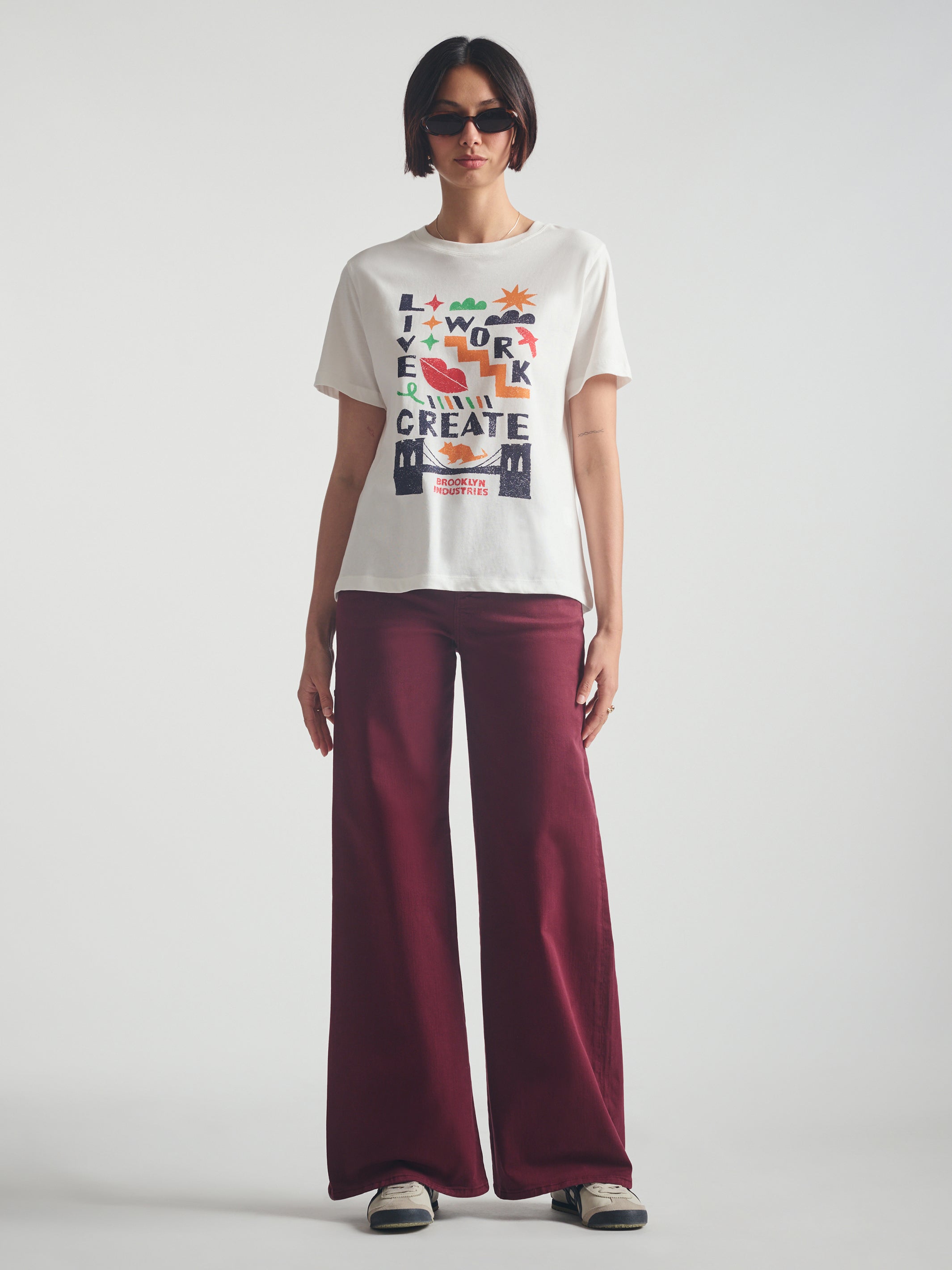 Women's Brooklyn Live Work Create T-Shirt in Antique White - BROOKLYN INDUSTRIES
