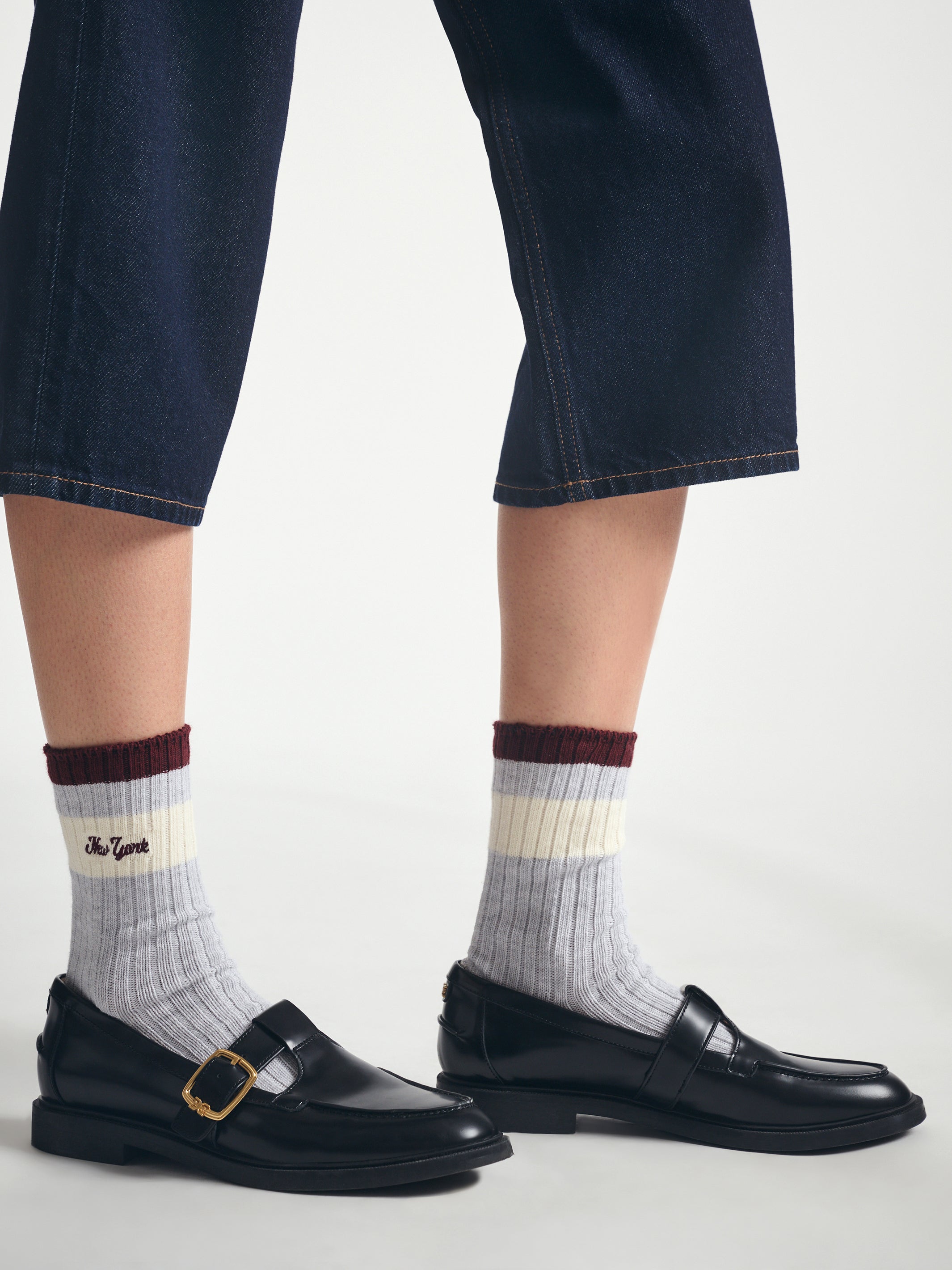 Women's New York Socks in Light Grey Melange - BROOKLYN INDUSTRIES