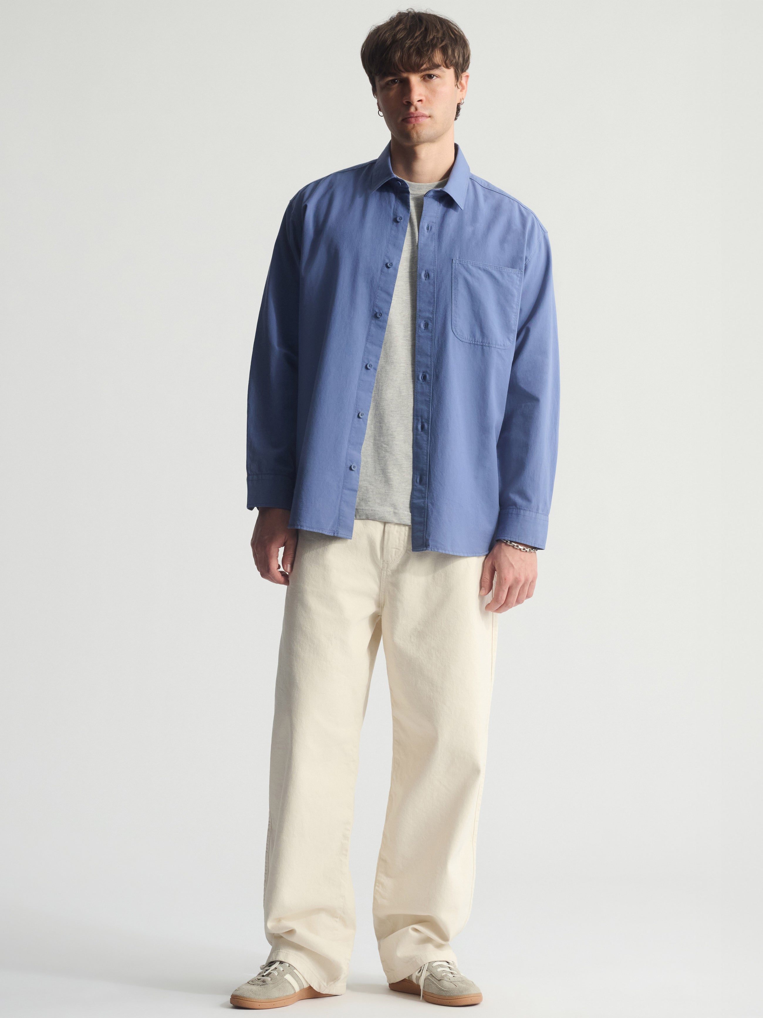 Men's Long Sleeve Shirt In Bijou Blue - BROOKLYN INDUSTRIES