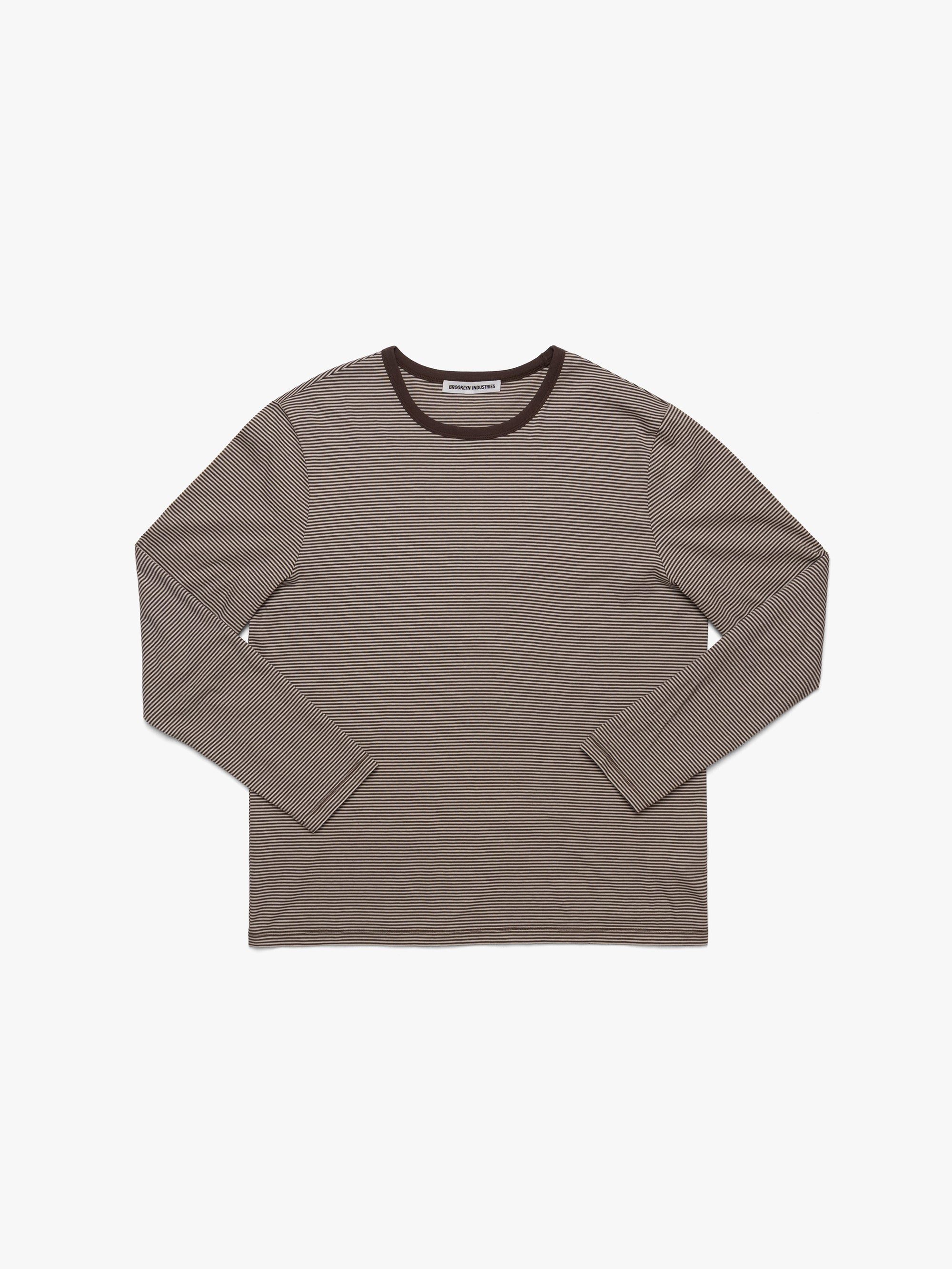 Men's Brooklyn Striped Long Sleeve T-Shirt In Chocolate Martini Stripe - BROOKLYN INDUSTRIES