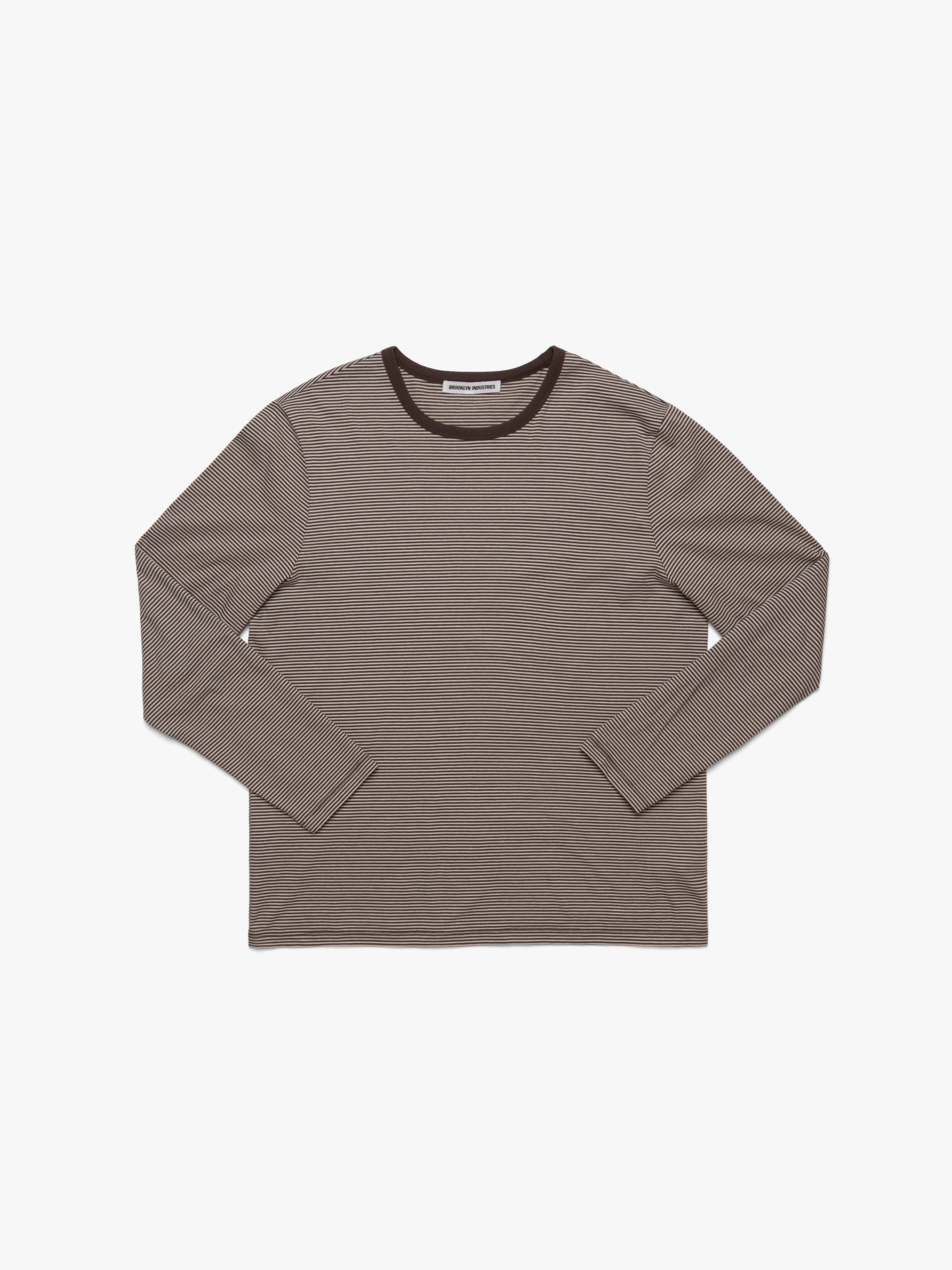 Men's Brooklyn Striped Long Sleeve T-Shirt In Chocolate Martini Stripe - BROOKLYN INDUSTRIES