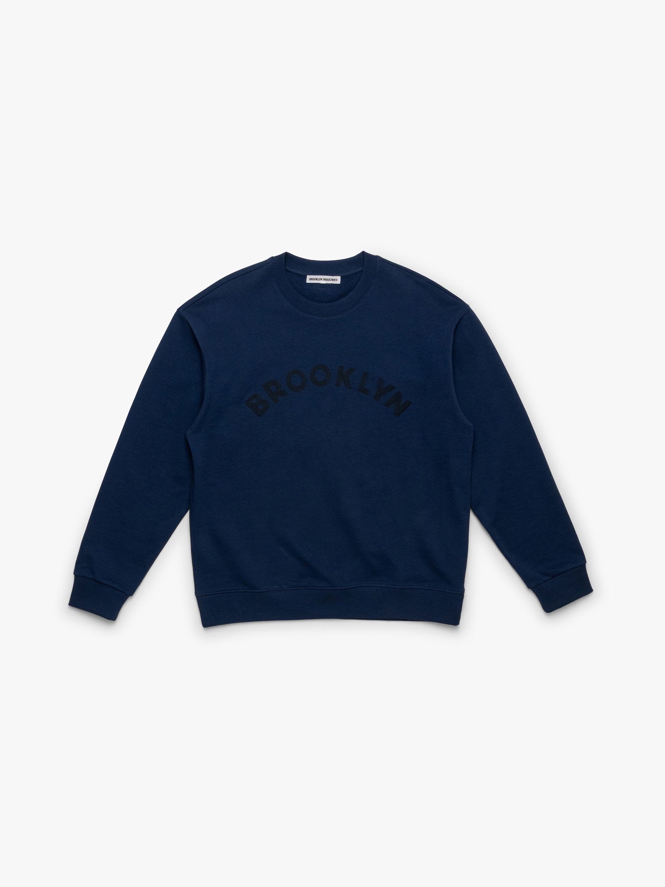 Men's Brooklyn Logo Crew Neck Sweatshirt In Medieval Blue - BROOKLYN INDUSTRIES