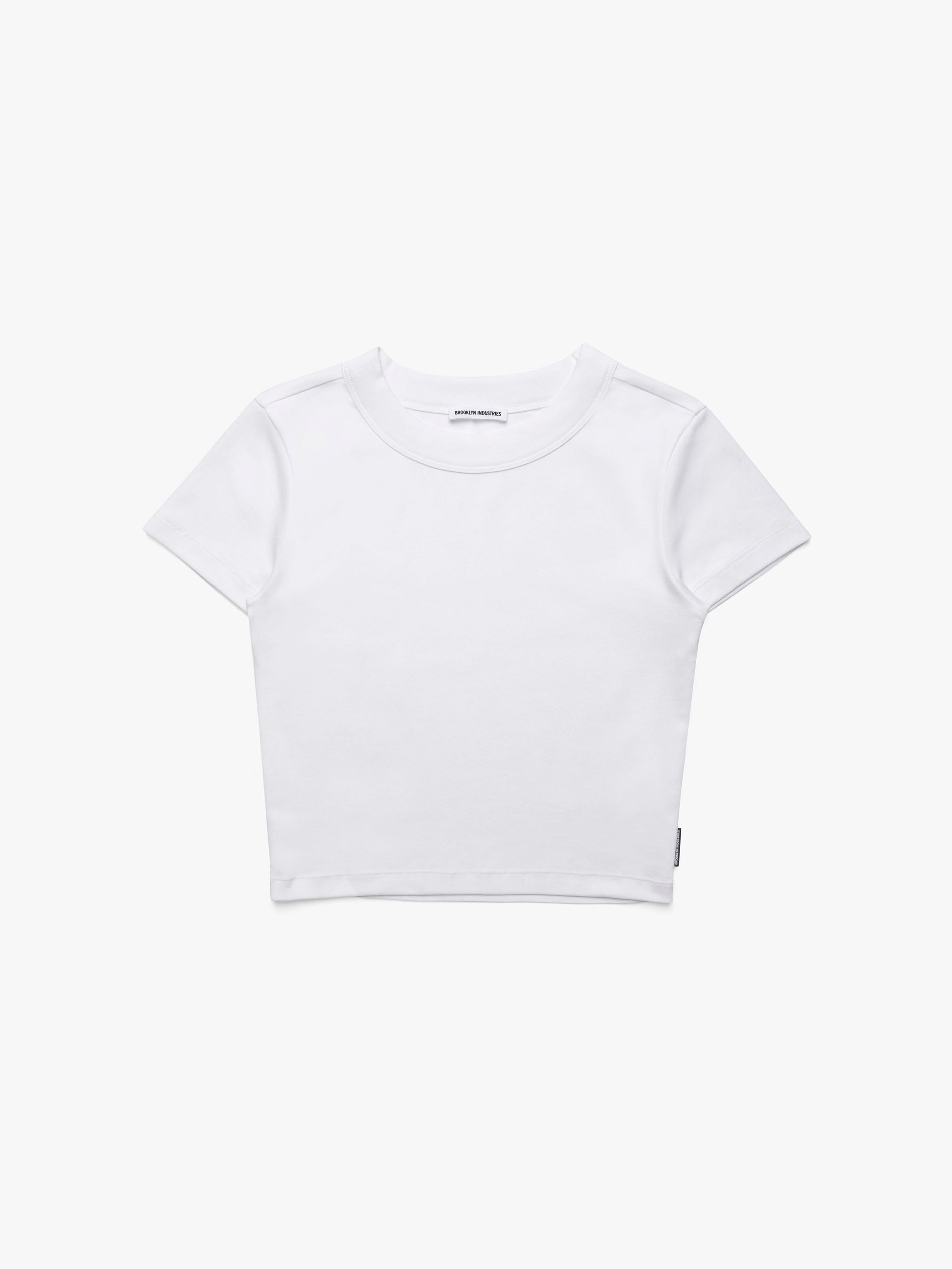 Women's Ribbed Cropped T-Shirt in White - BROOKLYN INDUSTRIES