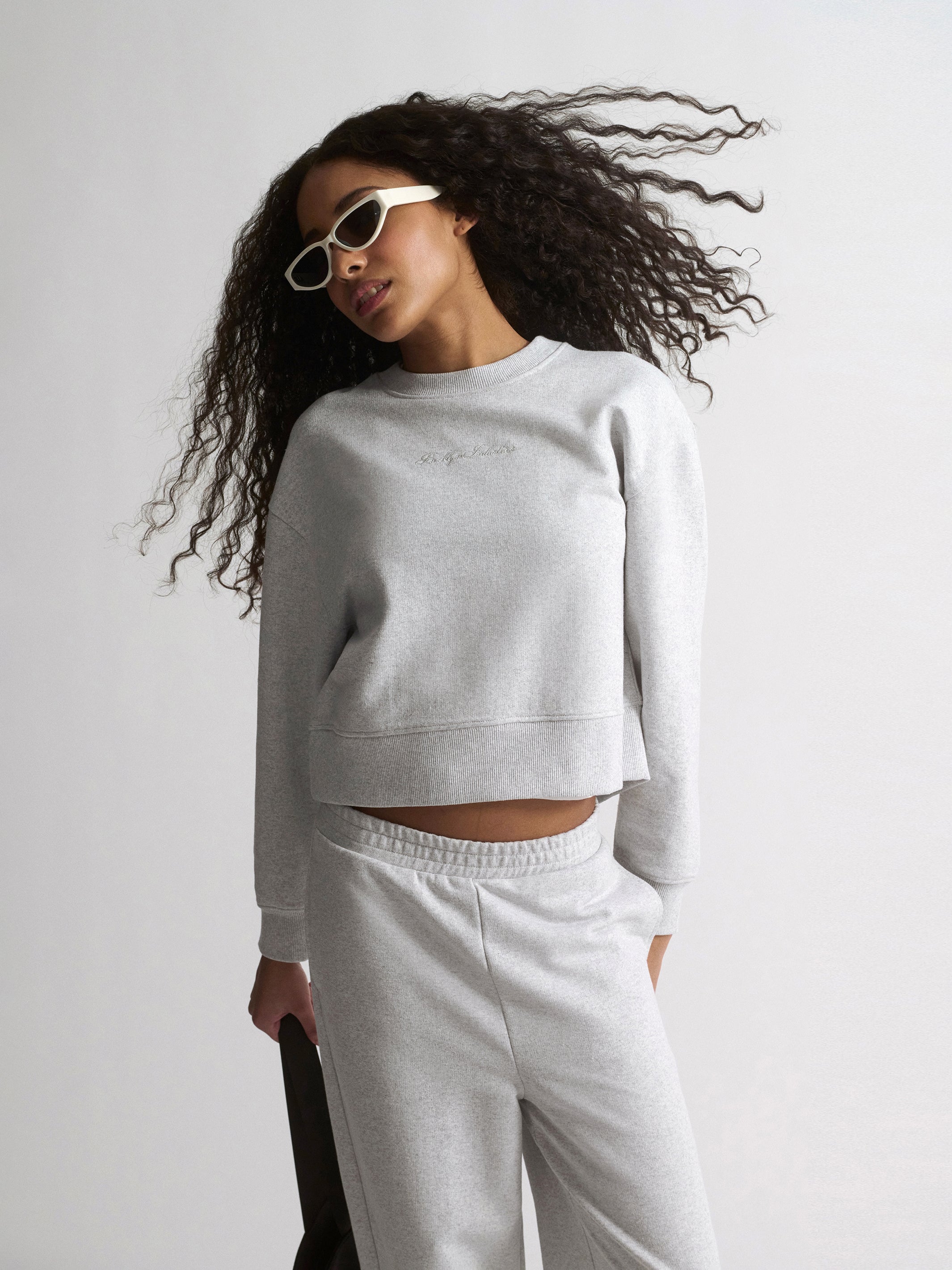 Women's Brooklyn Crop Sweatshirt In Light Grey Melange - BROOKLYN INDUSTRIES