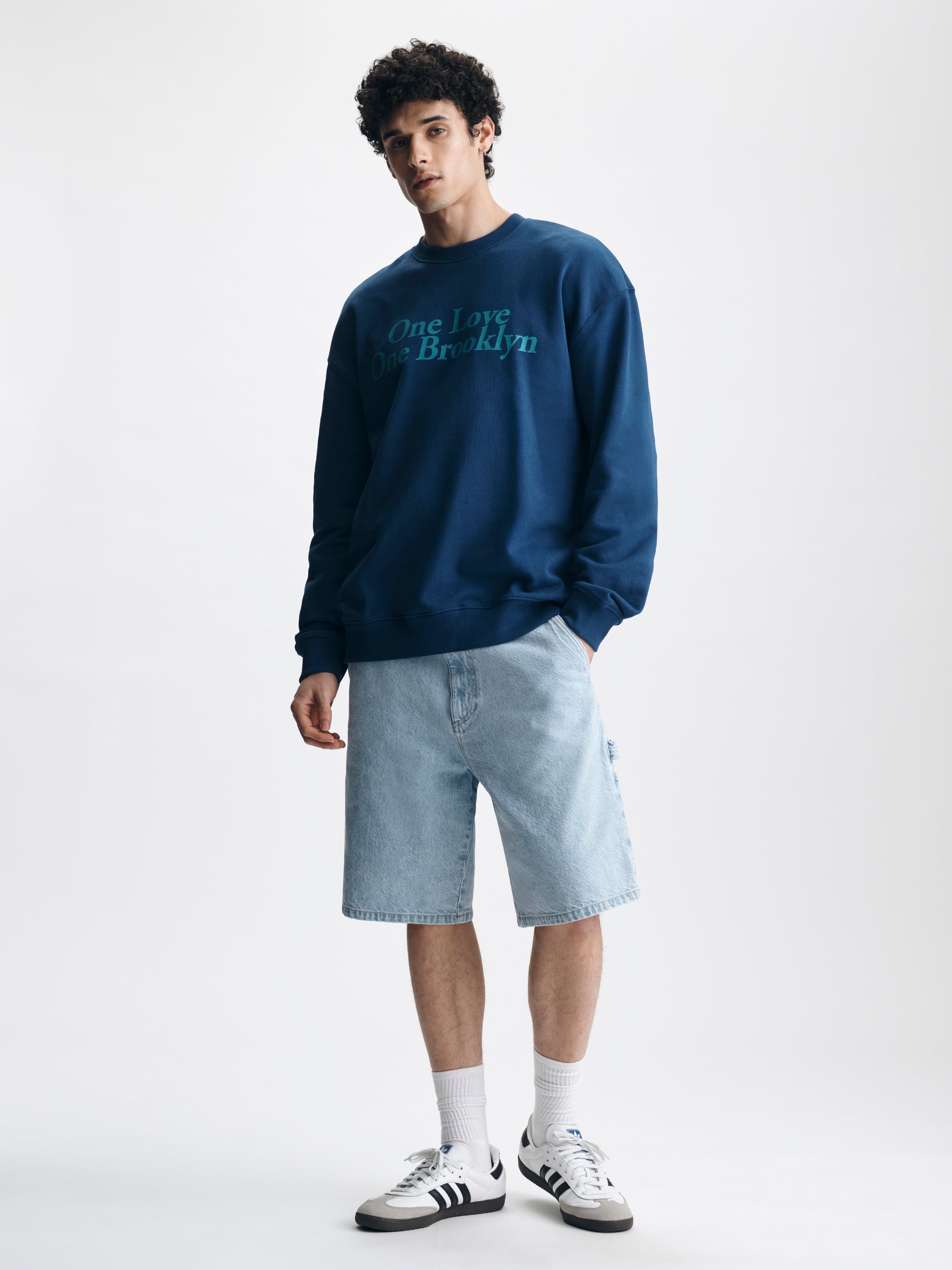 Men's One Love One Brooklyn Sweatshirt in Navy Peony - BROOKLYN INDUSTRIES