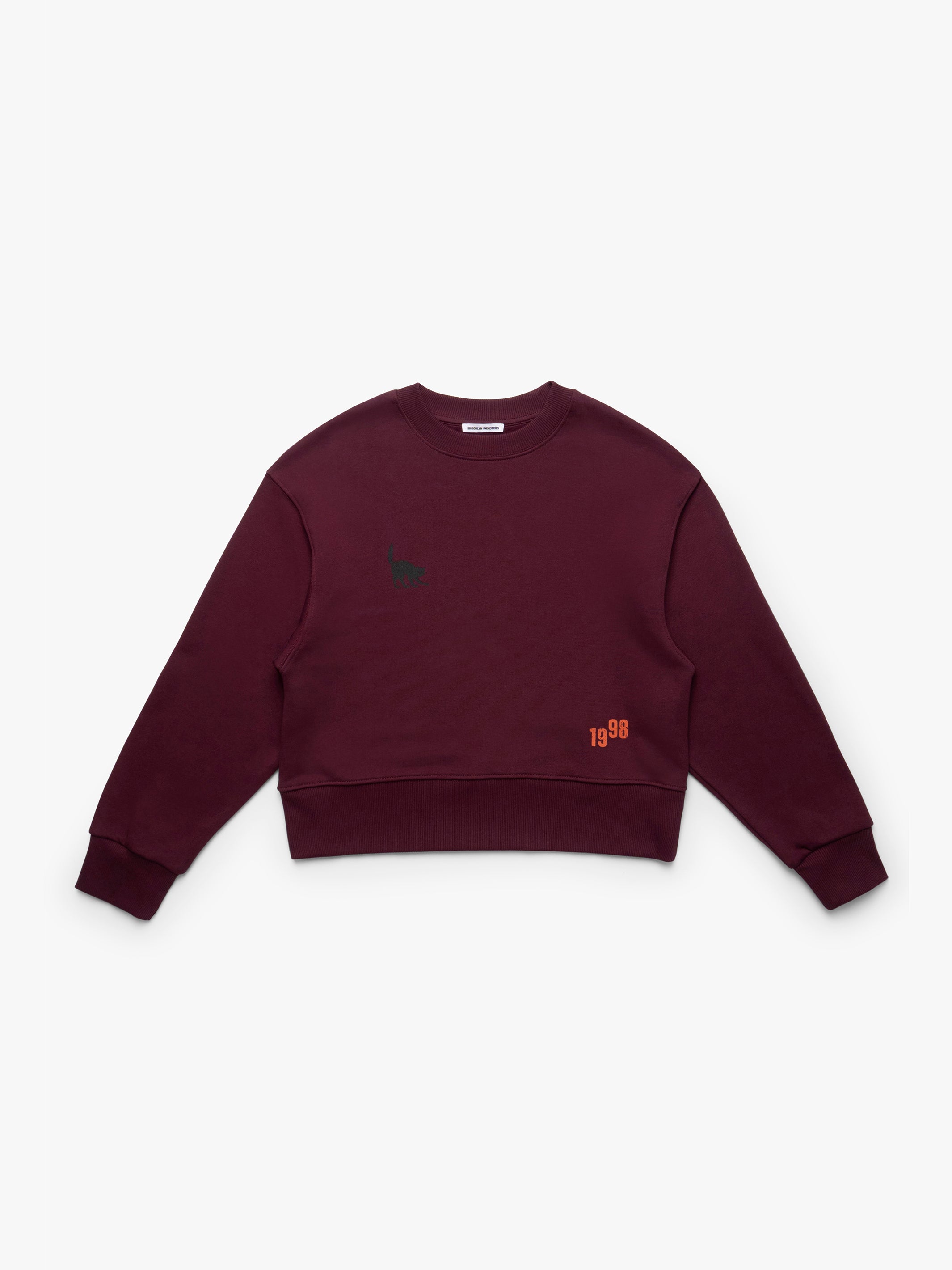 Women's Brooklyn Cat Sweatshirt in Windsor Wine - BROOKLYN INDUSTRIES
