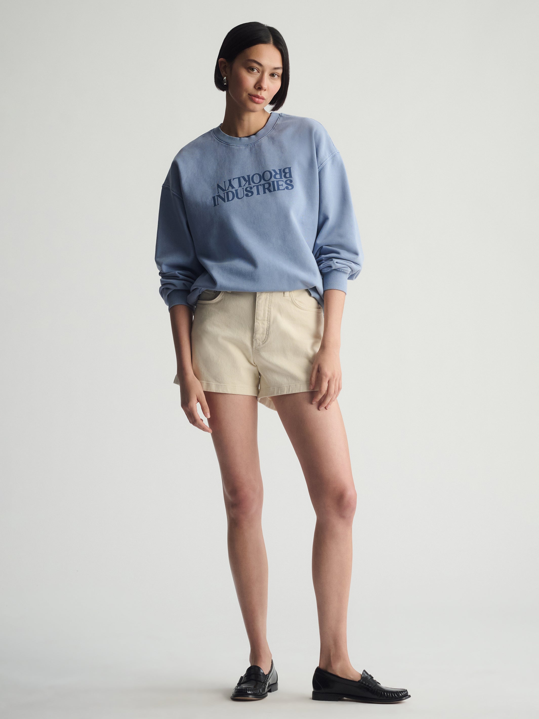 Women's Brooklyn Loose Crew Neck Sweatshirt In Bijou Blue - BROOKLYN INDUSTRIES