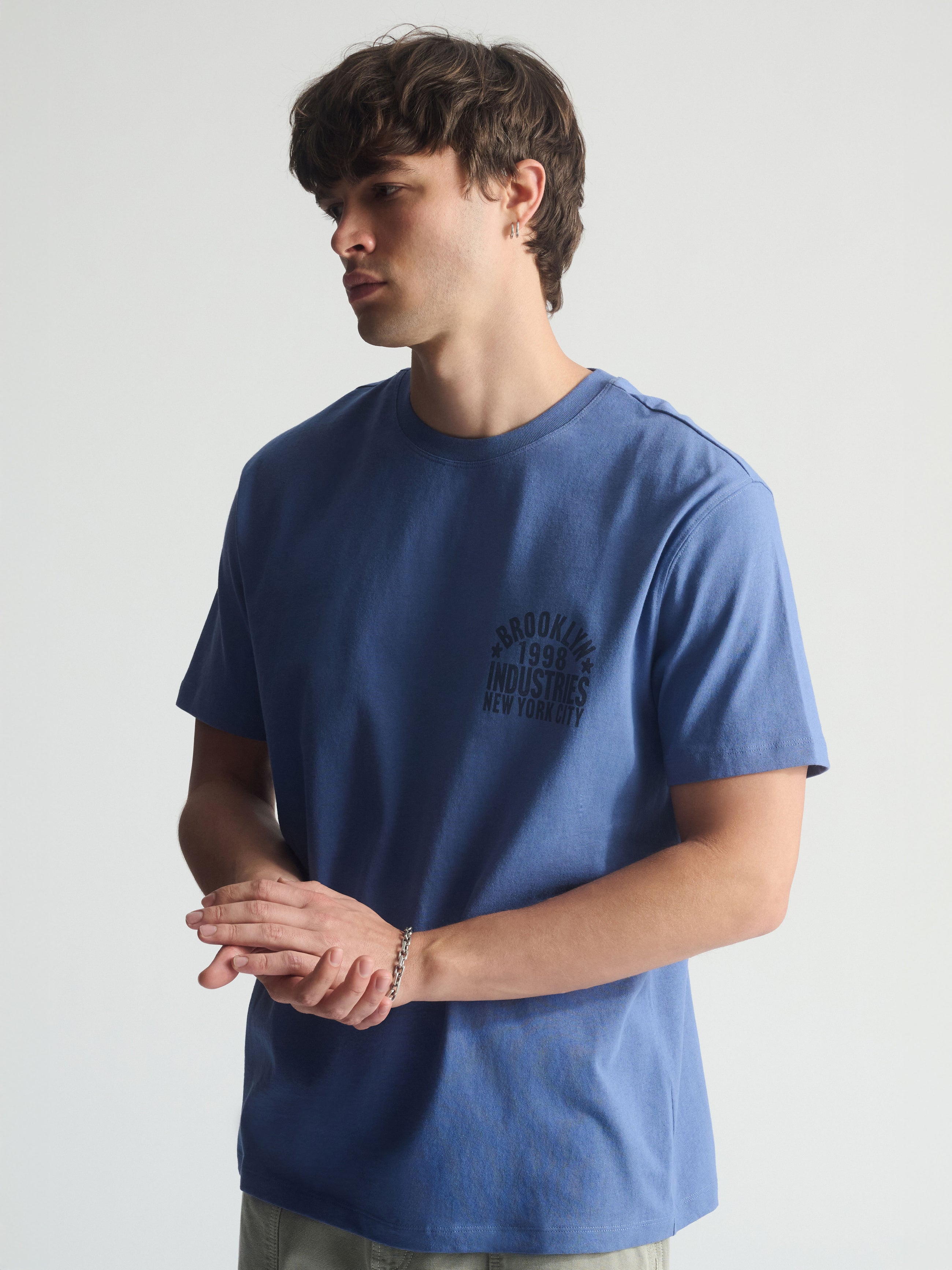 Men's Vintage Brooklyn Graphic T-Shirt In Bijou Blue - BROOKLYN INDUSTRIES