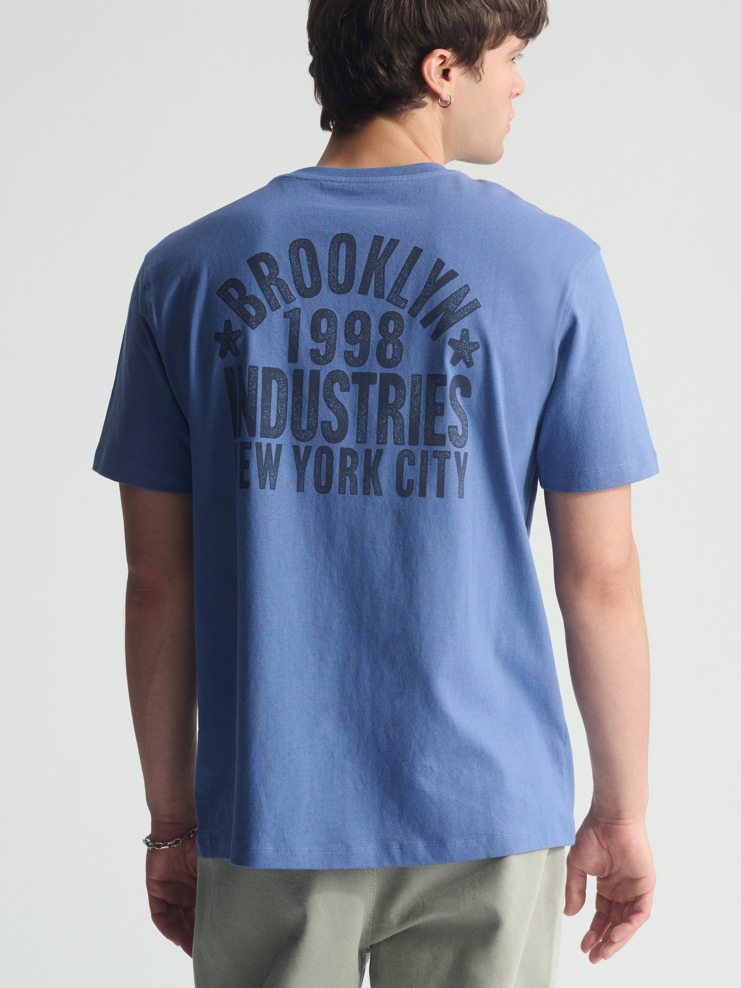 Men's Vintage Brooklyn Graphic T-Shirt In Bijou Blue - BROOKLYN INDUSTRIES