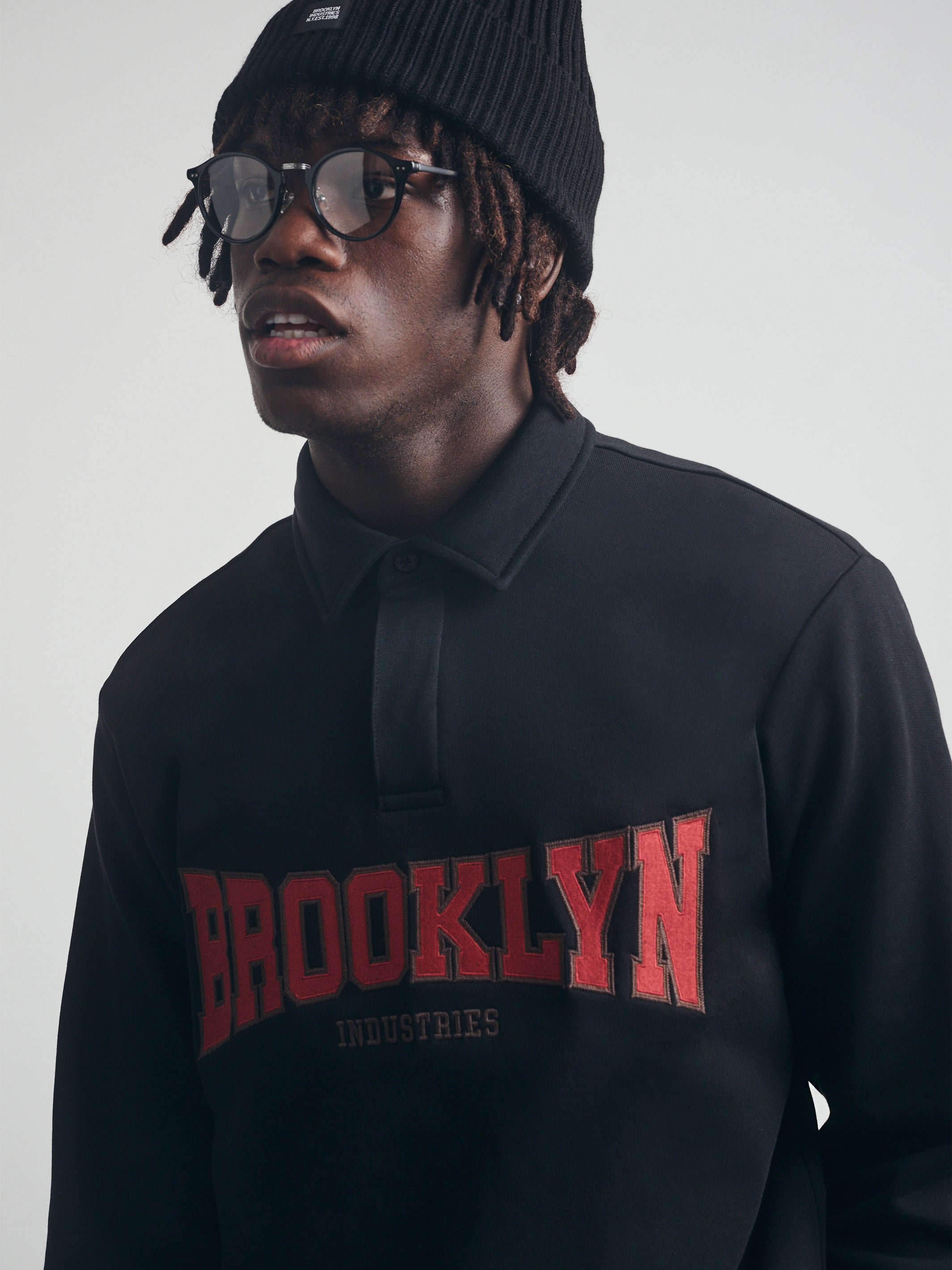 Men's Brooklyn Polo Sweatshirt in Black - BROOKLYN INDUSTRIES