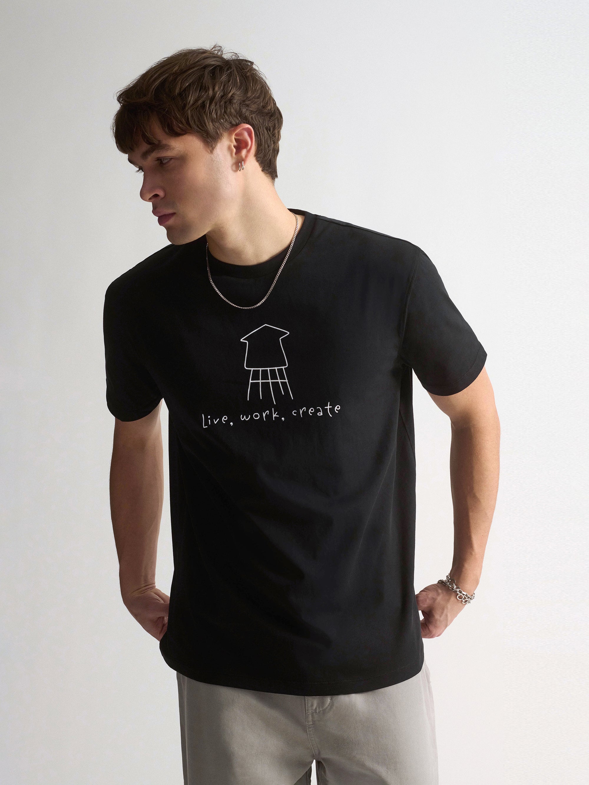 Men's Brooklyn Water Tower Graphic T-Shirt In Black - BROOKLYN INDUSTRIES