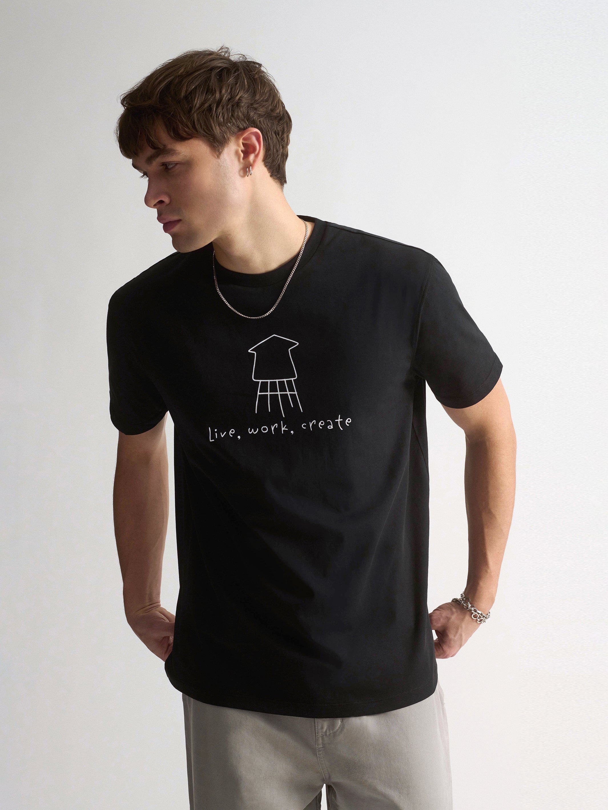 Men's Brooklyn Water Tower Graphic T-Shirt In Black - BROOKLYN INDUSTRIES