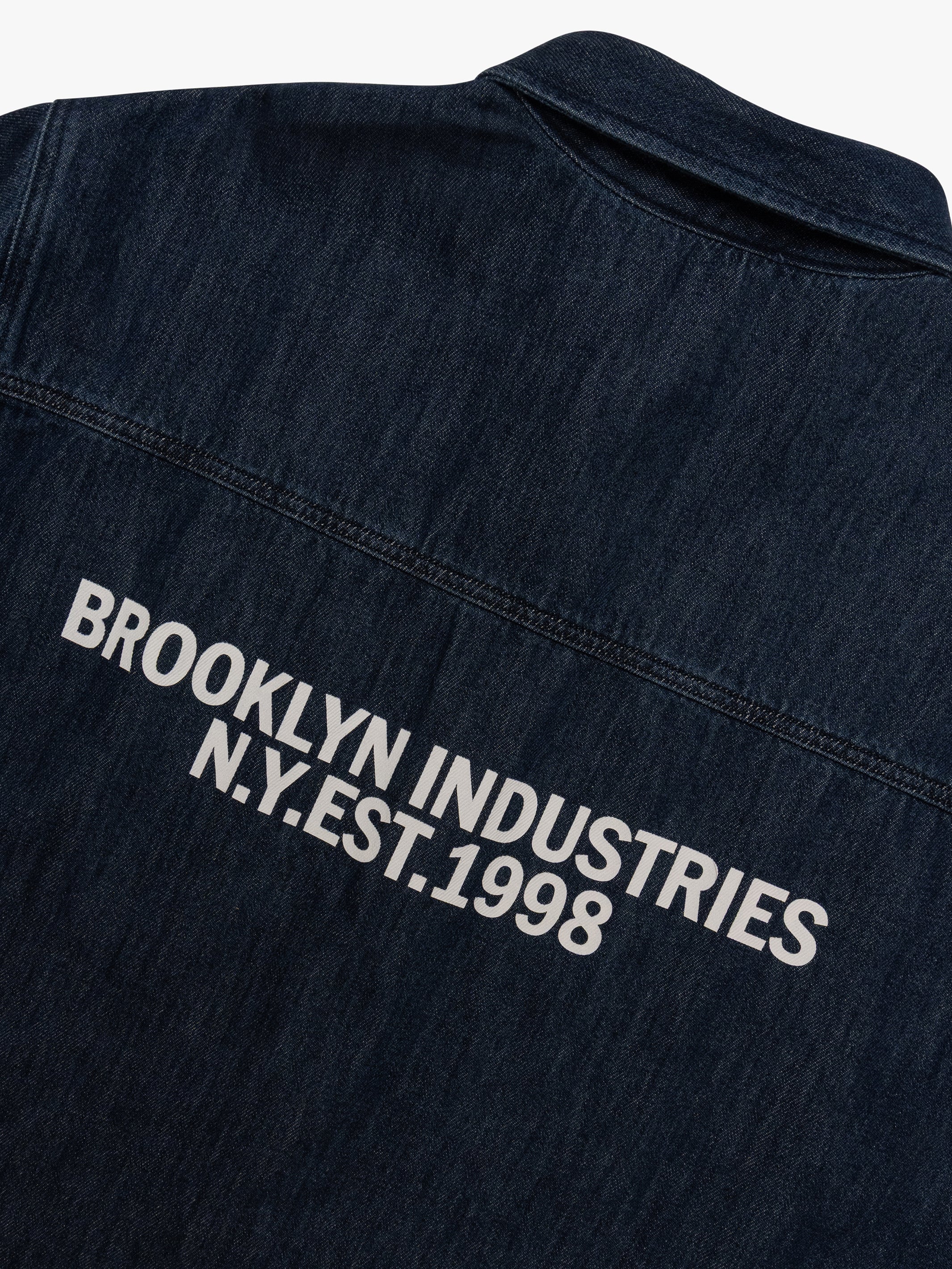 Men's Short Sleeve Denim Shirt In Dark Indigo - BROOKLYN INDUSTRIES