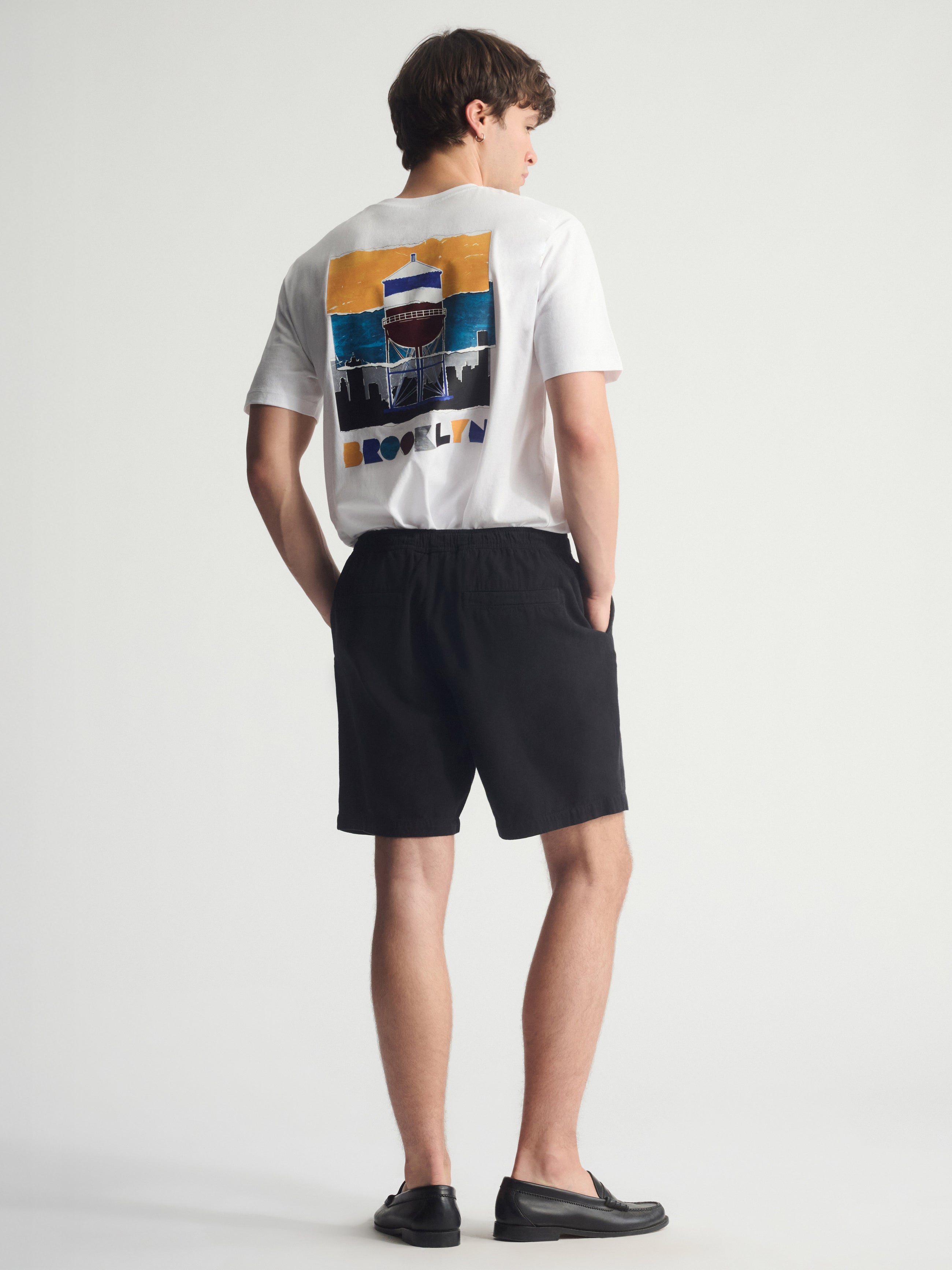 Men's Linen Blend Shorts In Black - BROOKLYN INDUSTRIES