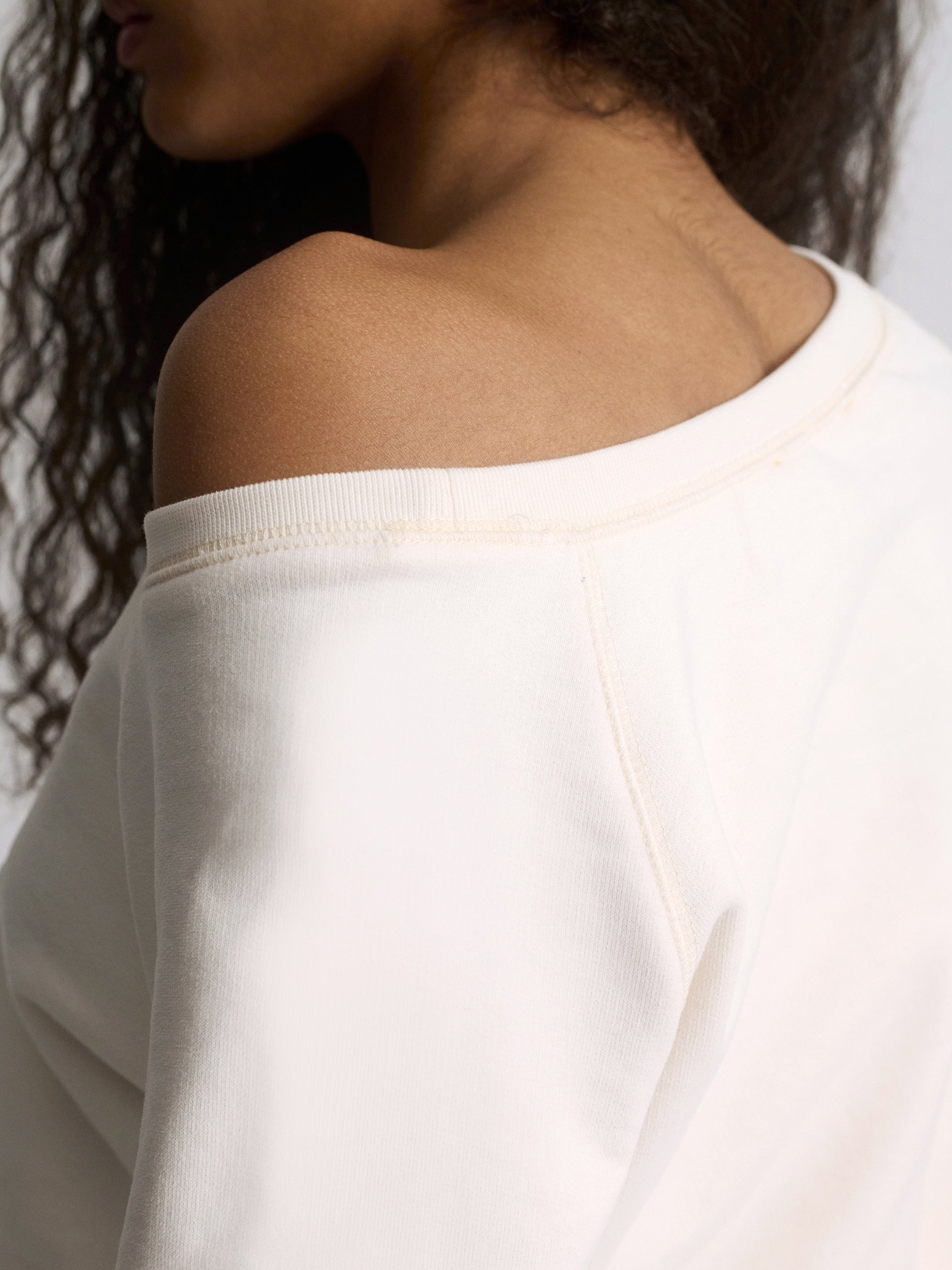 Women's Scoop Neck Sweatshirt in White - BROOKLYN INDUSTRIES