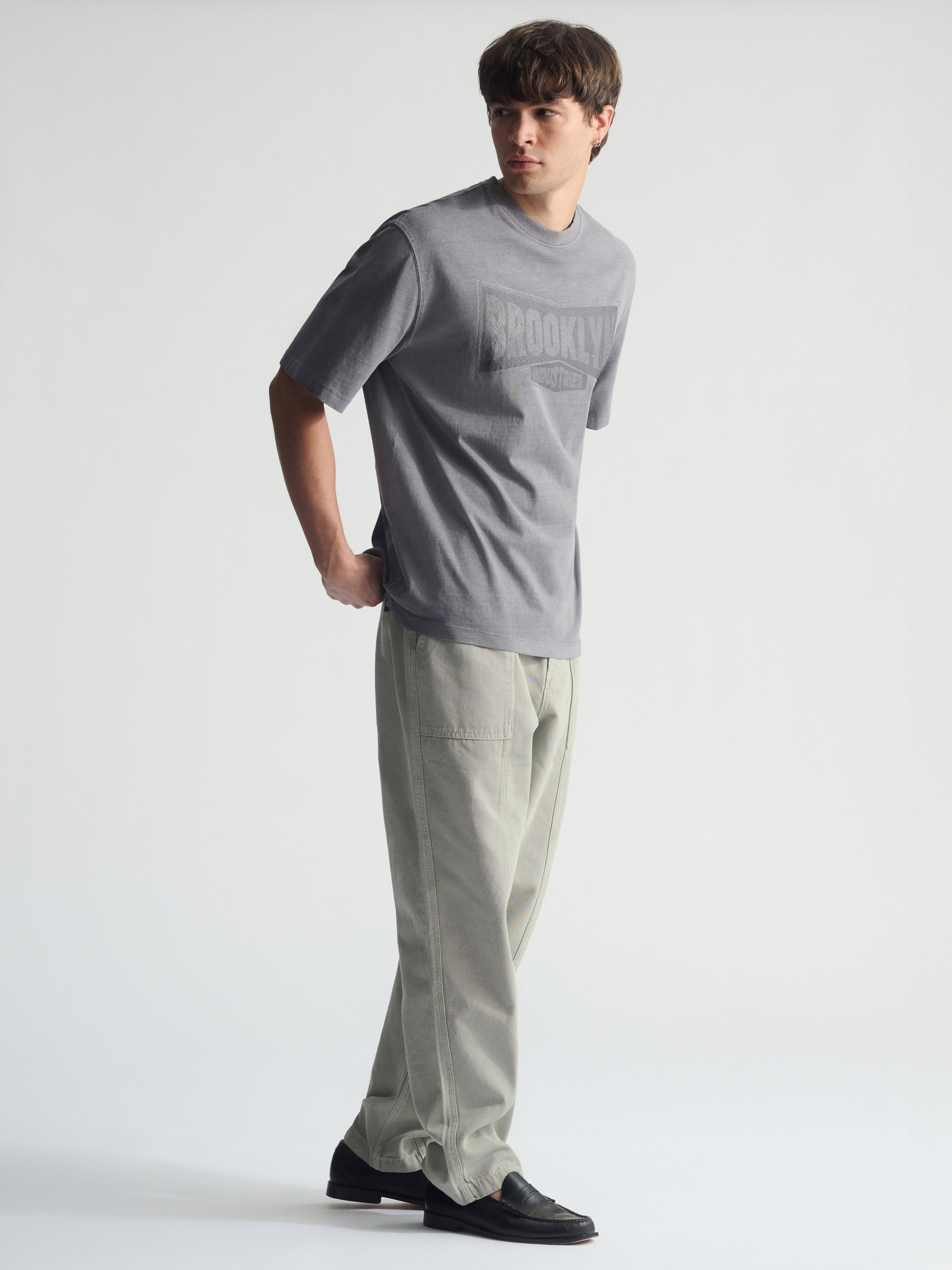 Men's Wide Leg Cargo Pants In Puritan Gray - BROOKLYN INDUSTRIES
