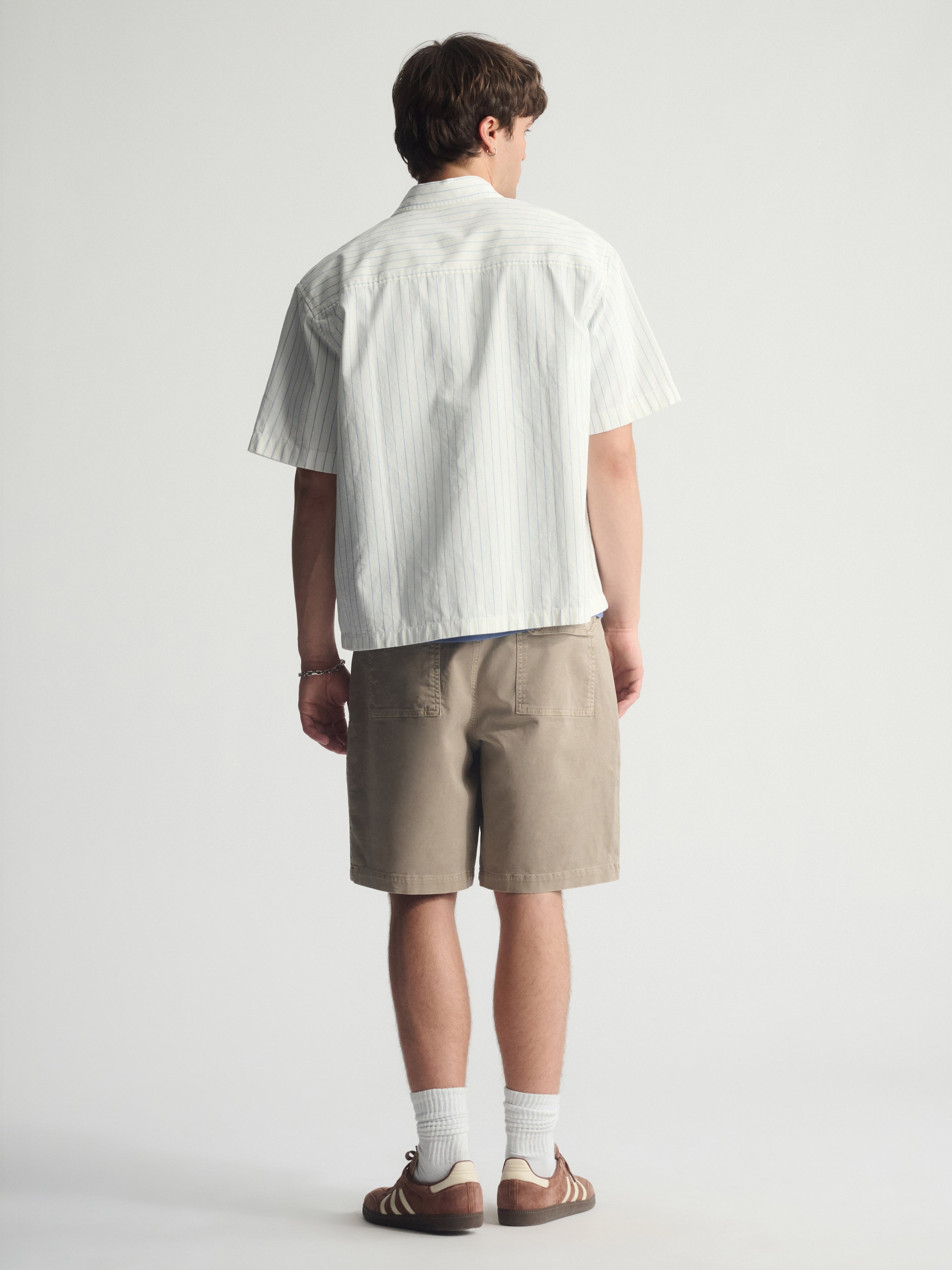 Men's Brooklyn Striped Short Sleeve Shirt In Bel Air Blue - BROOKLYN INDUSTRIES