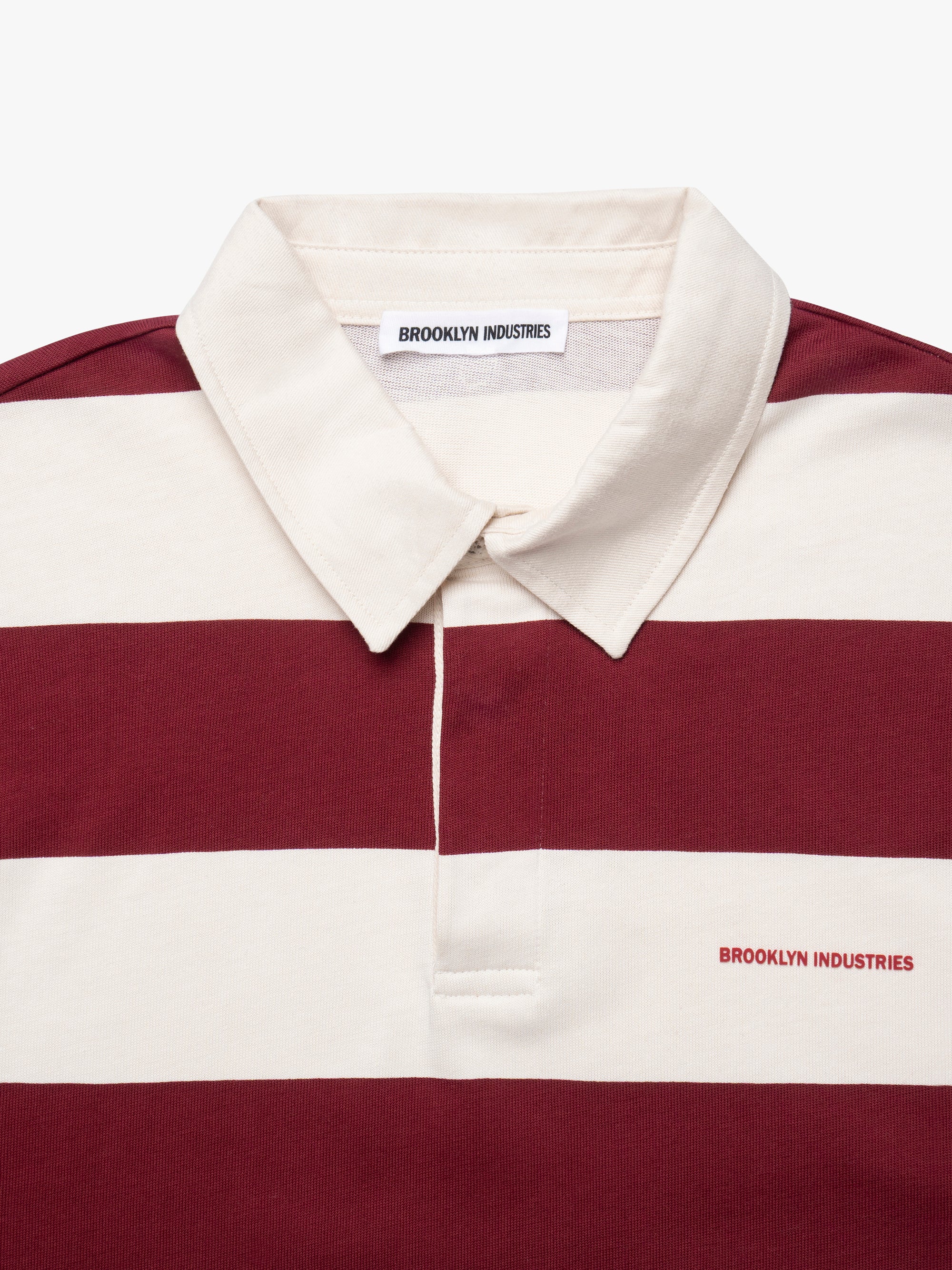 Men's Brooklyn Long Sleeve Striped Rugby T-Shirt in Biking Red Striped