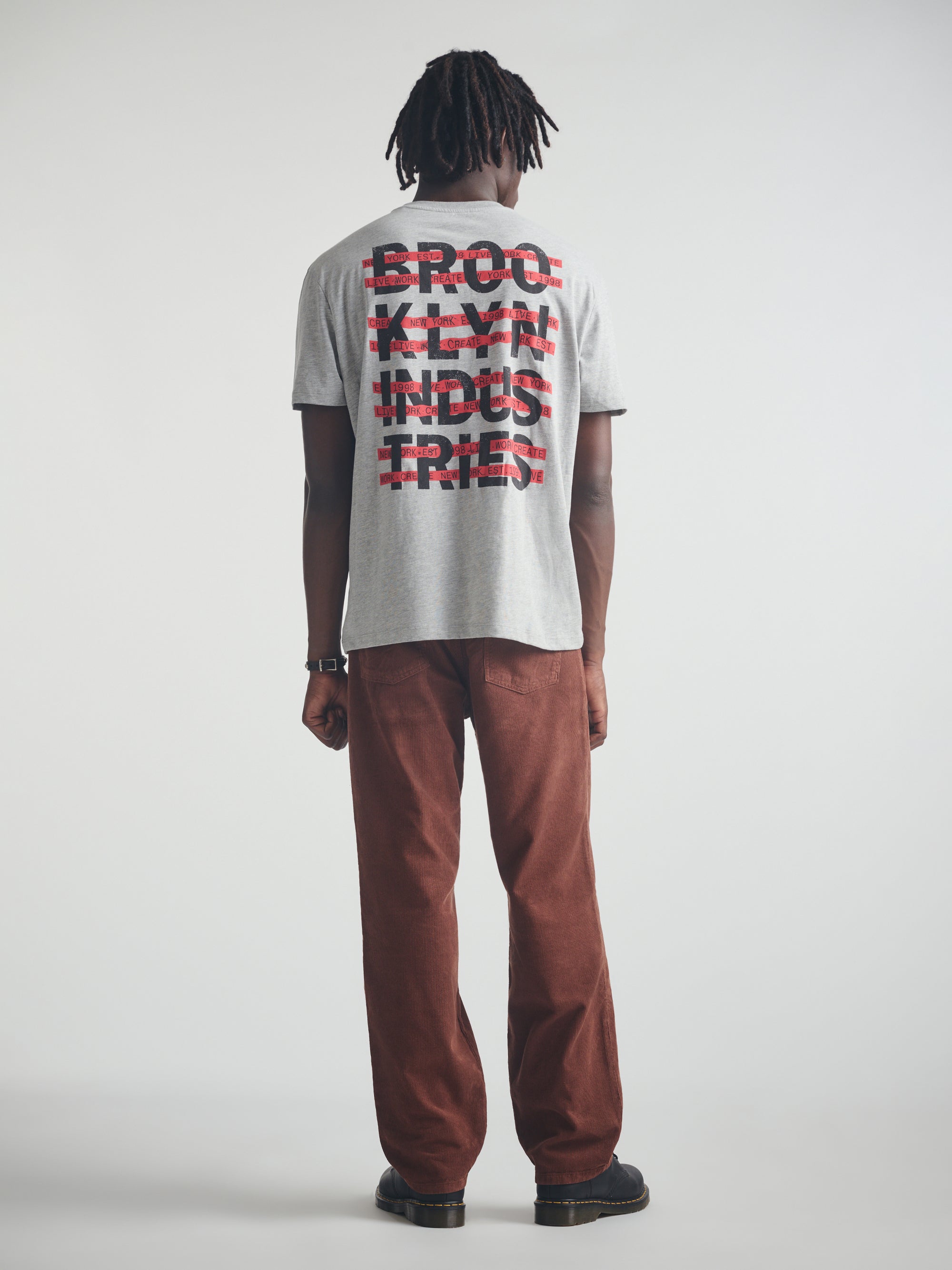 Men's Live Work Create T-Shirt in Mid Grey Melange - BROOKLYN INDUSTRIES