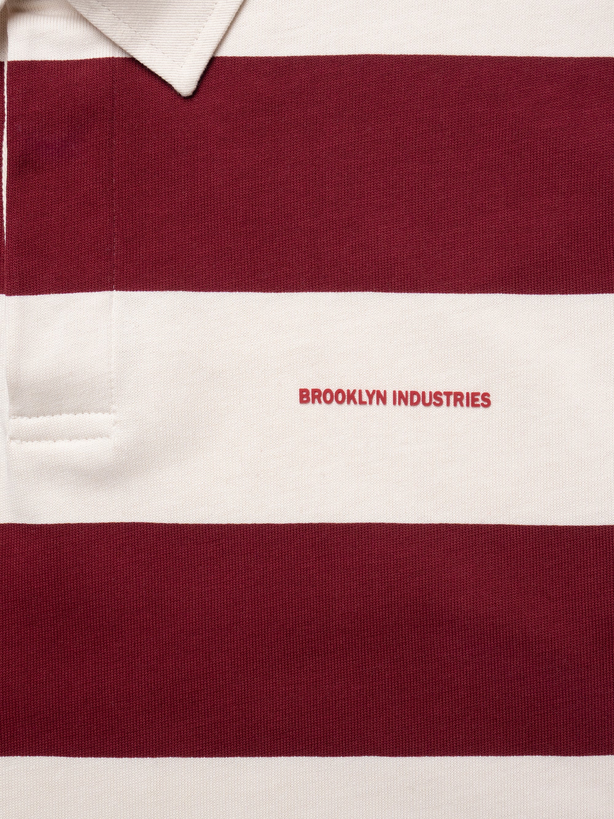 Men's Brooklyn Long Sleeve Striped Rugby T-Shirt in Biking Red Striped