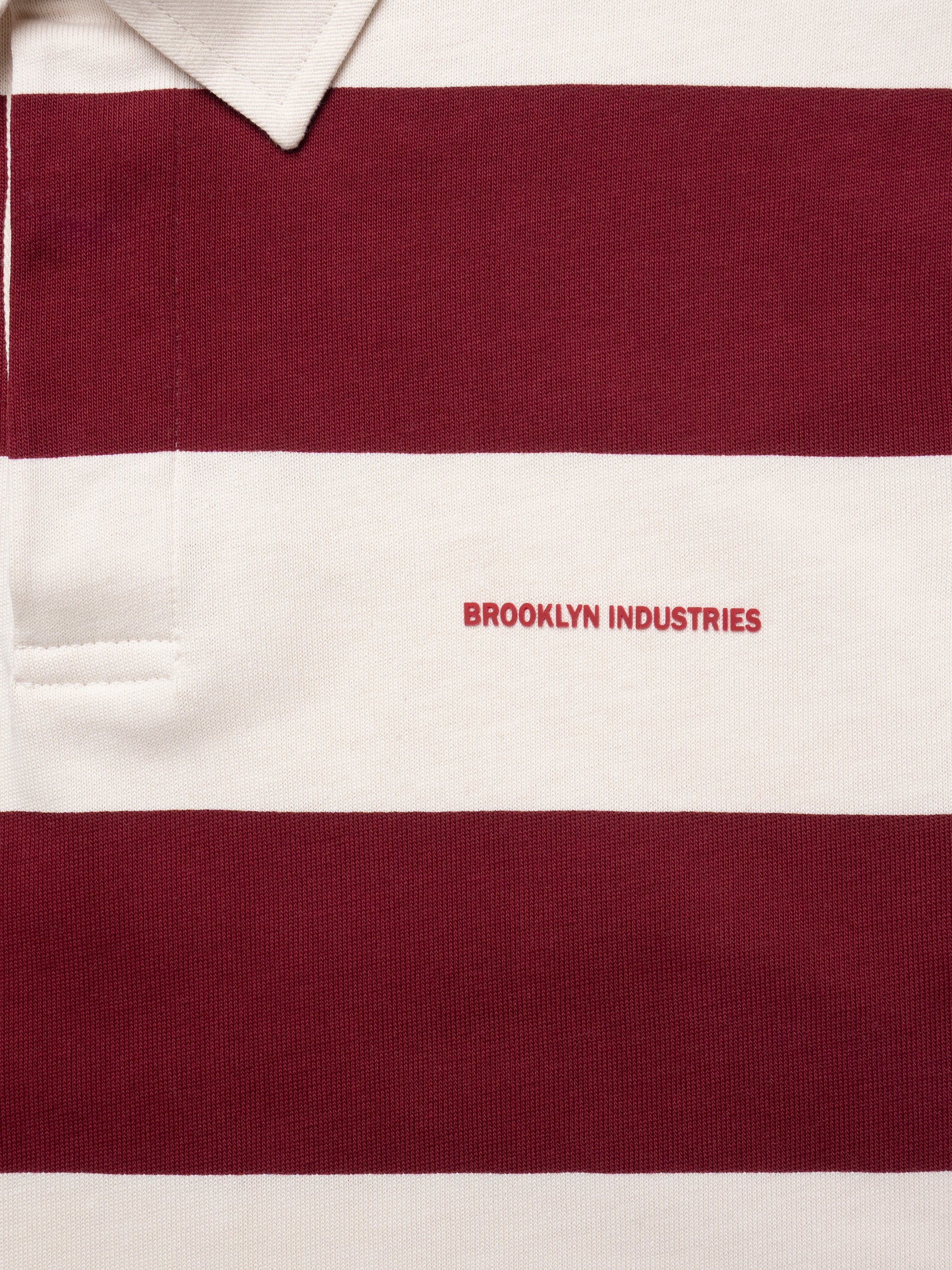 Men's Brooklyn Long Sleeve Striped Rugby T-Shirt in Biking Red Striped