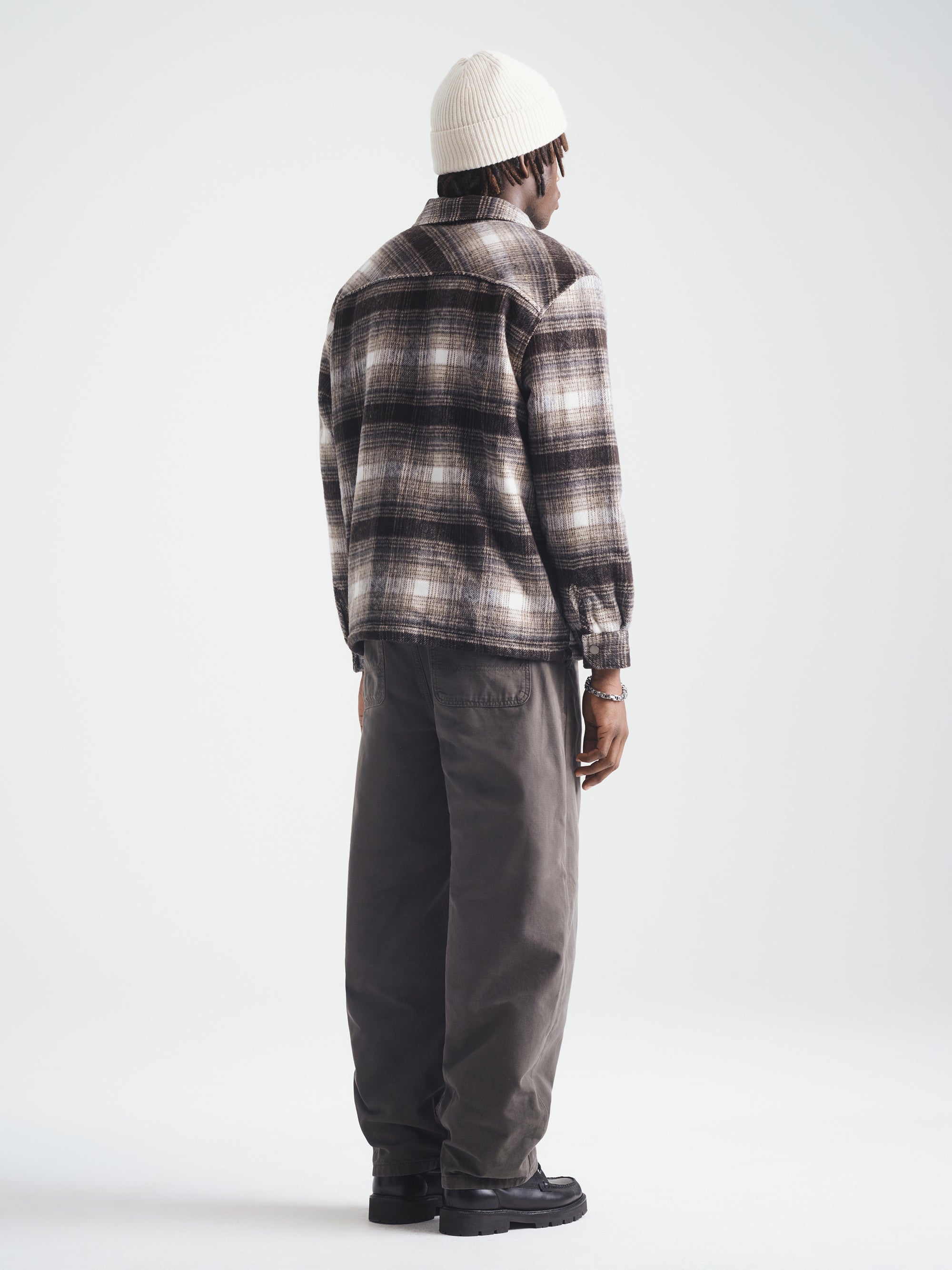 Men's Plaid Shacket in Seal Brown Check