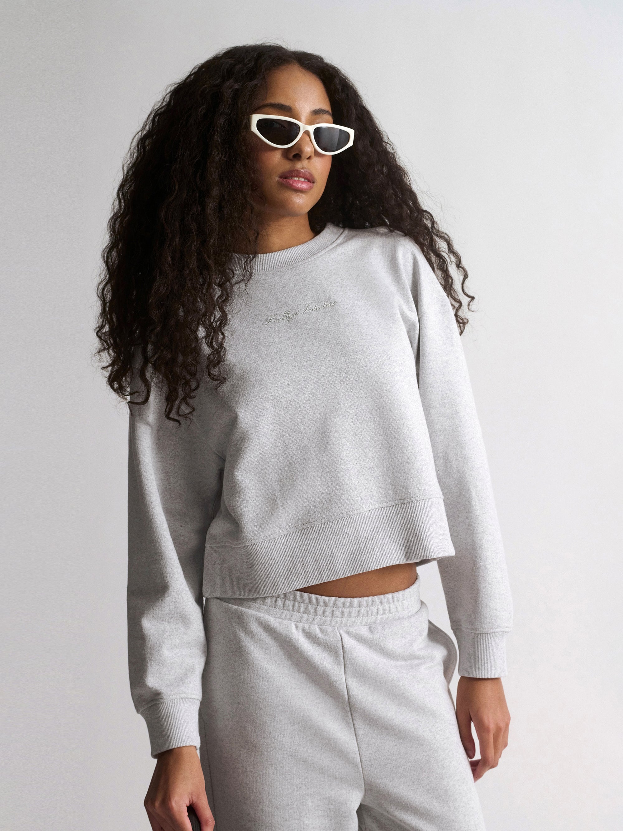 Women's Brooklyn Crop Sweatshirt In Light Grey Melange - BROOKLYN INDUSTRIES