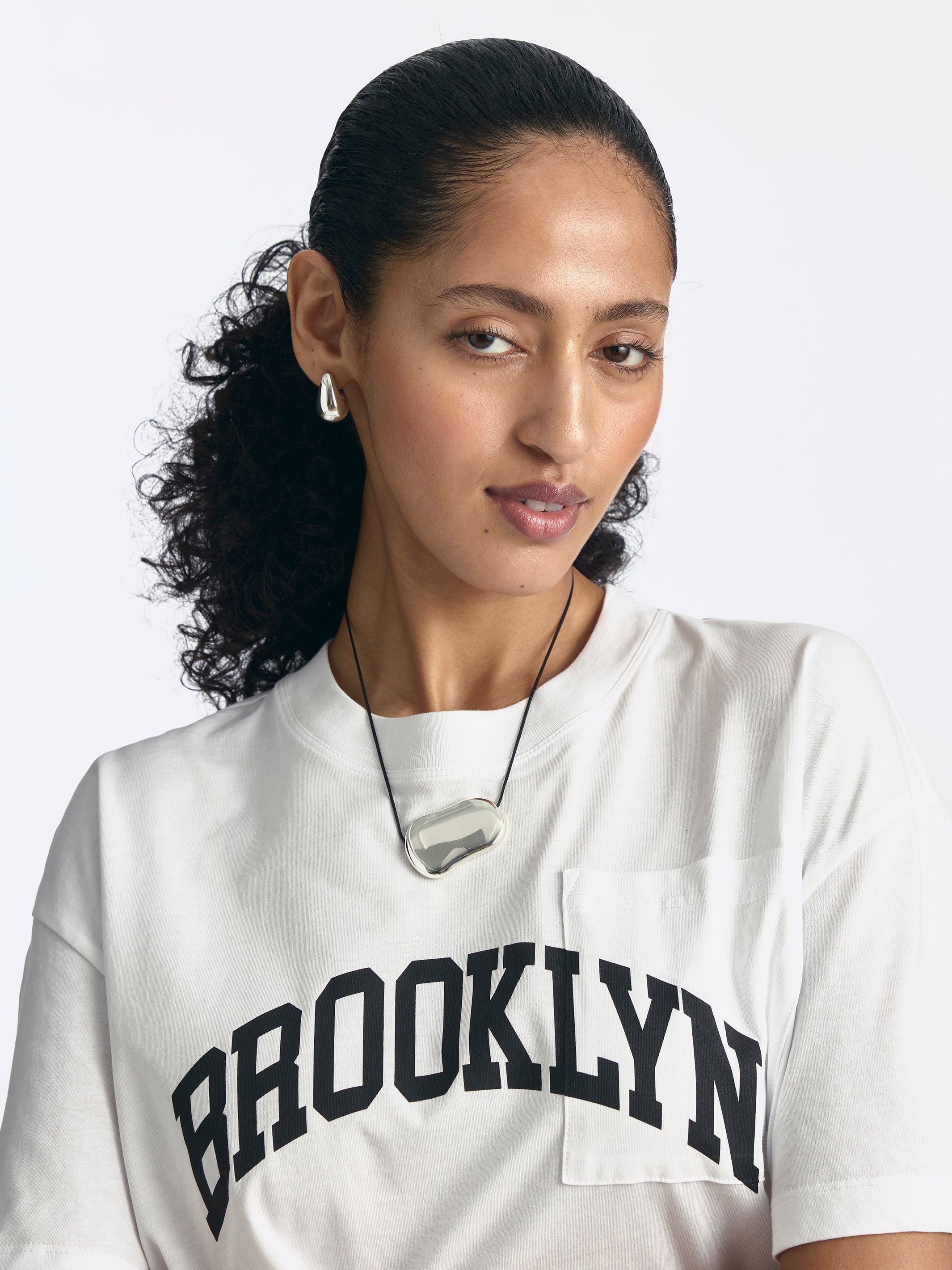 Women's Brooklyn Pocket T-Shirt in White - BROOKLYN INDUSTRIES