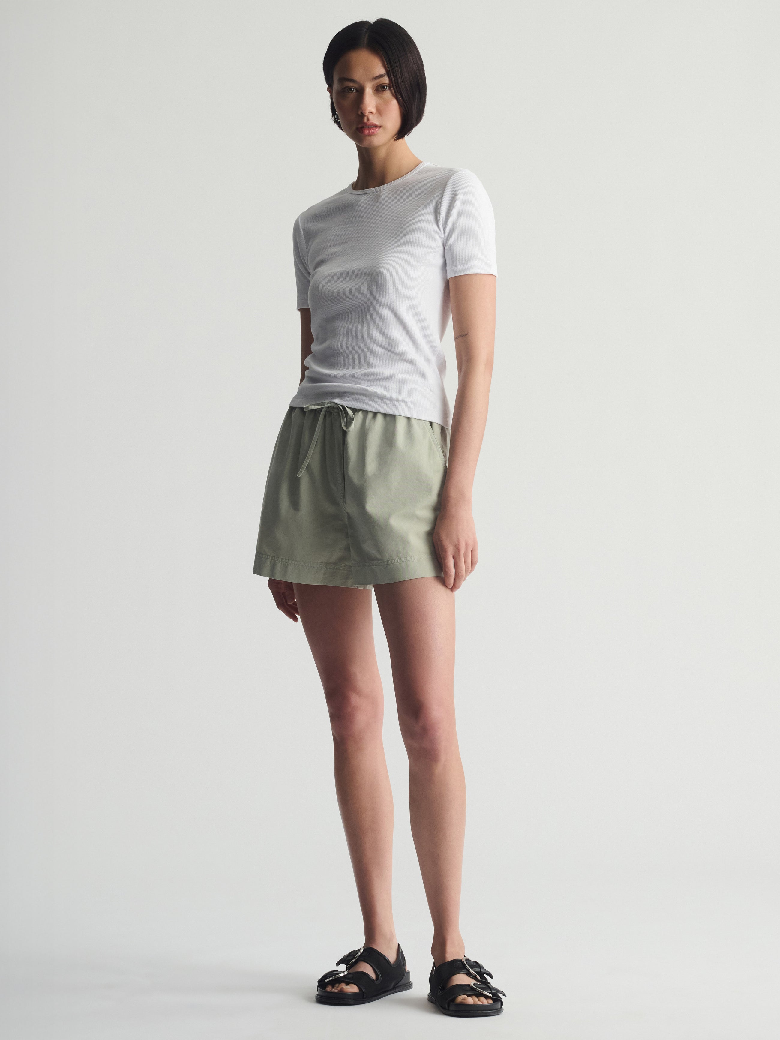 Women's Brooklyn Ribbed Fitted T-Shirt In White - BROOKLYN INDUSTRIES
