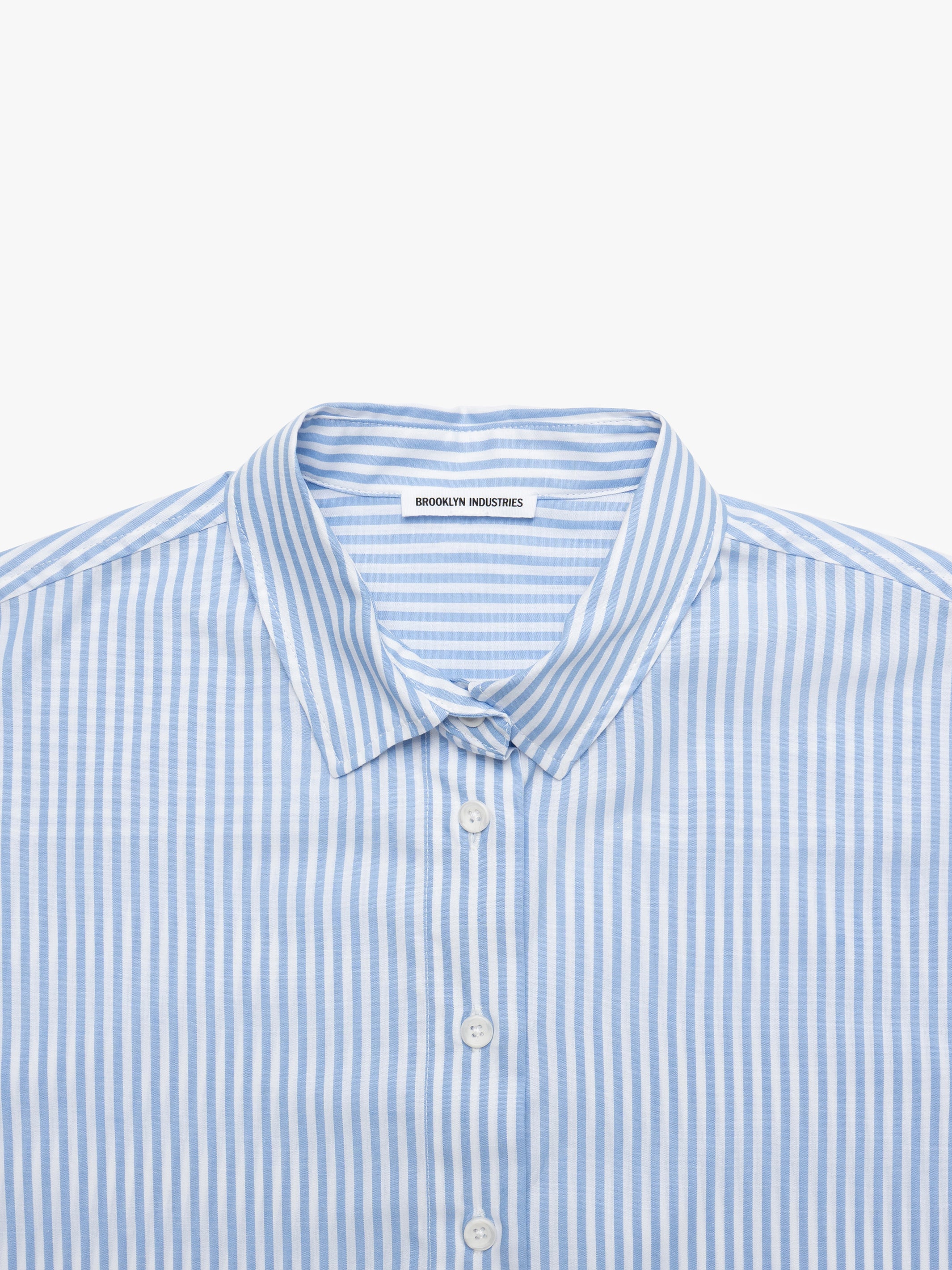 Women's Short Sleeve Shirt In Blue Striped - BROOKLYN INDUSTRIES